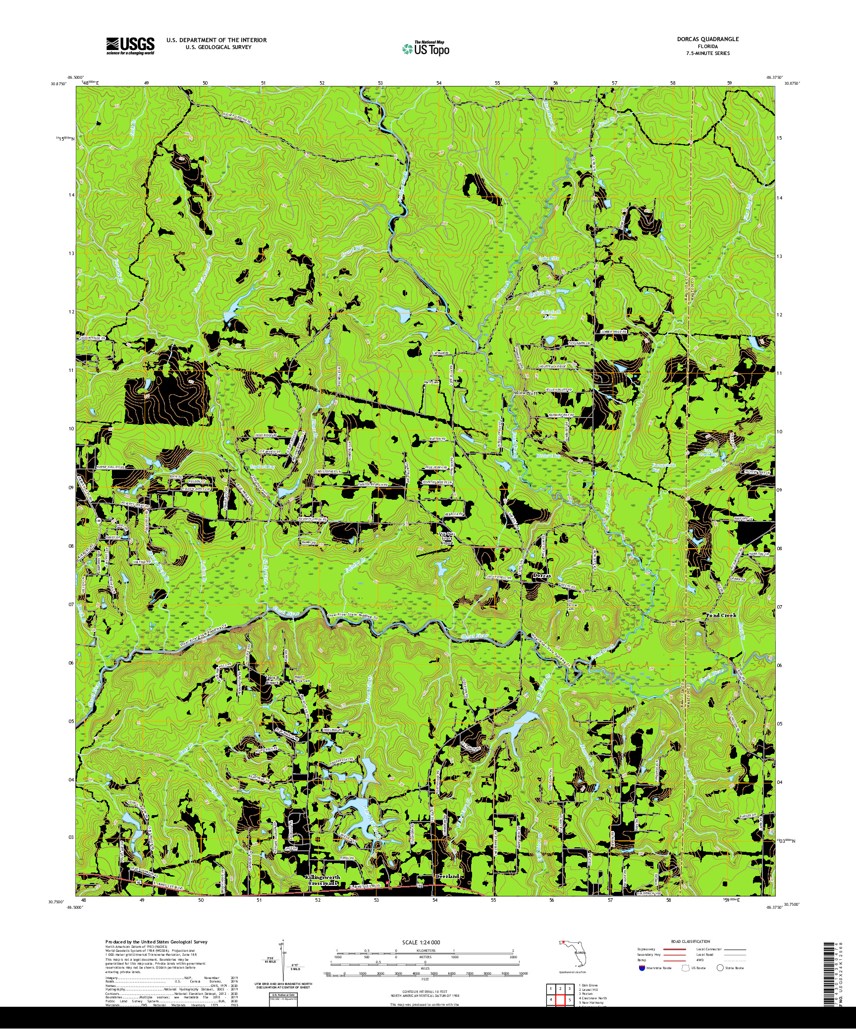 USGS US TOPO 7.5-MINUTE MAP FOR DORCAS, FL 2021
