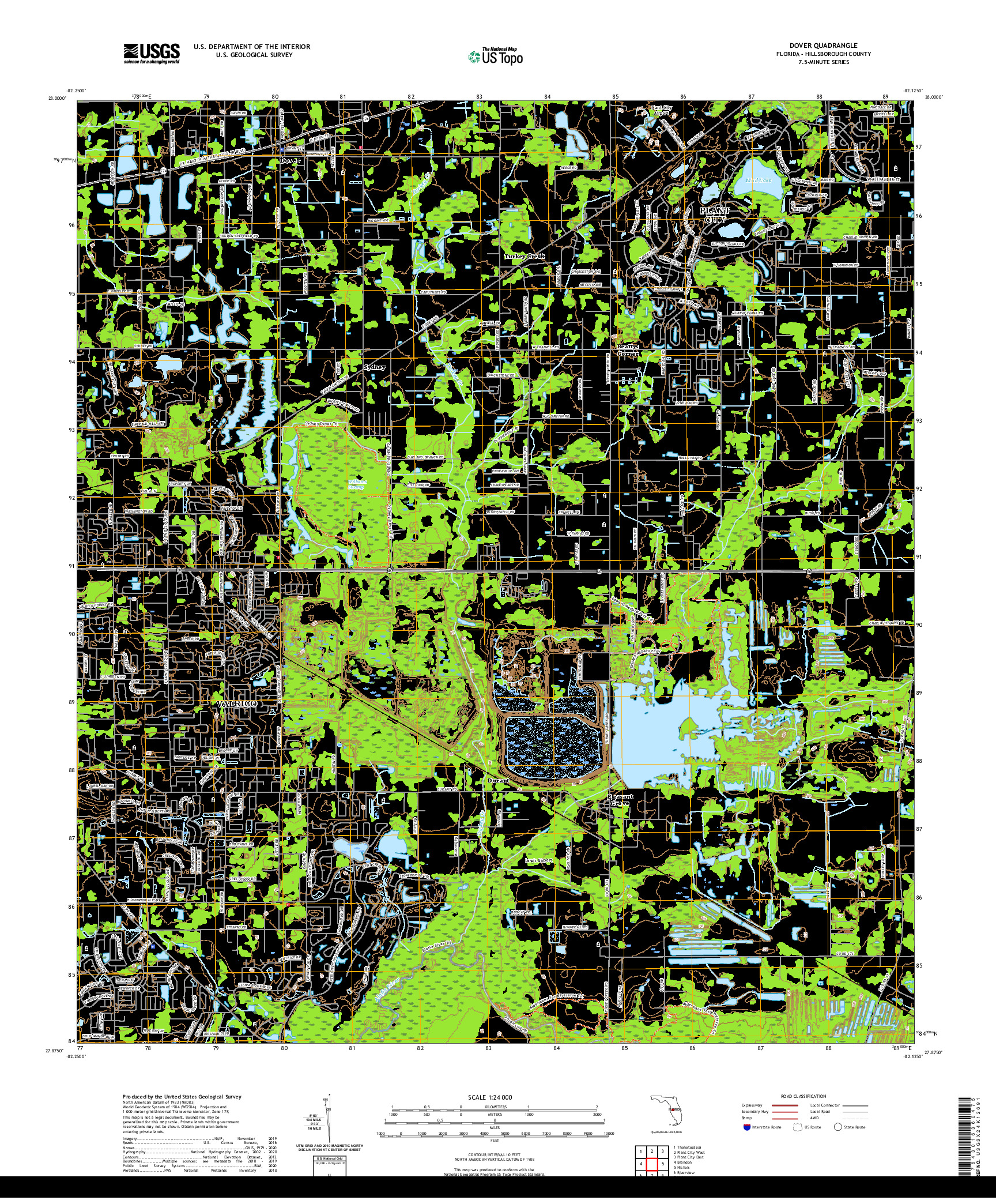 USGS US TOPO 7.5-MINUTE MAP FOR DOVER, FL 2021