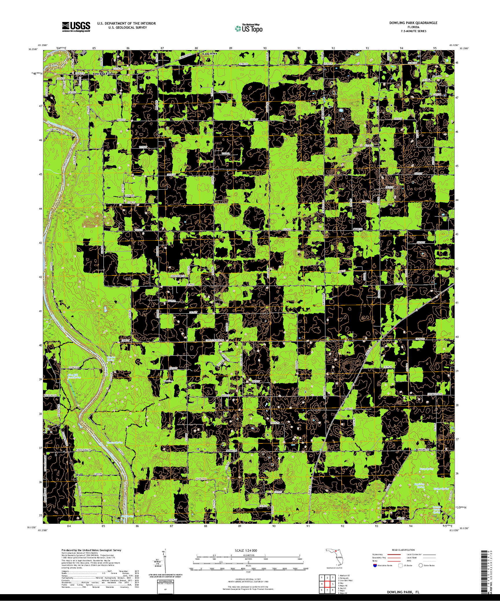 USGS US TOPO 7.5-MINUTE MAP FOR DOWLING PARK, FL 2021