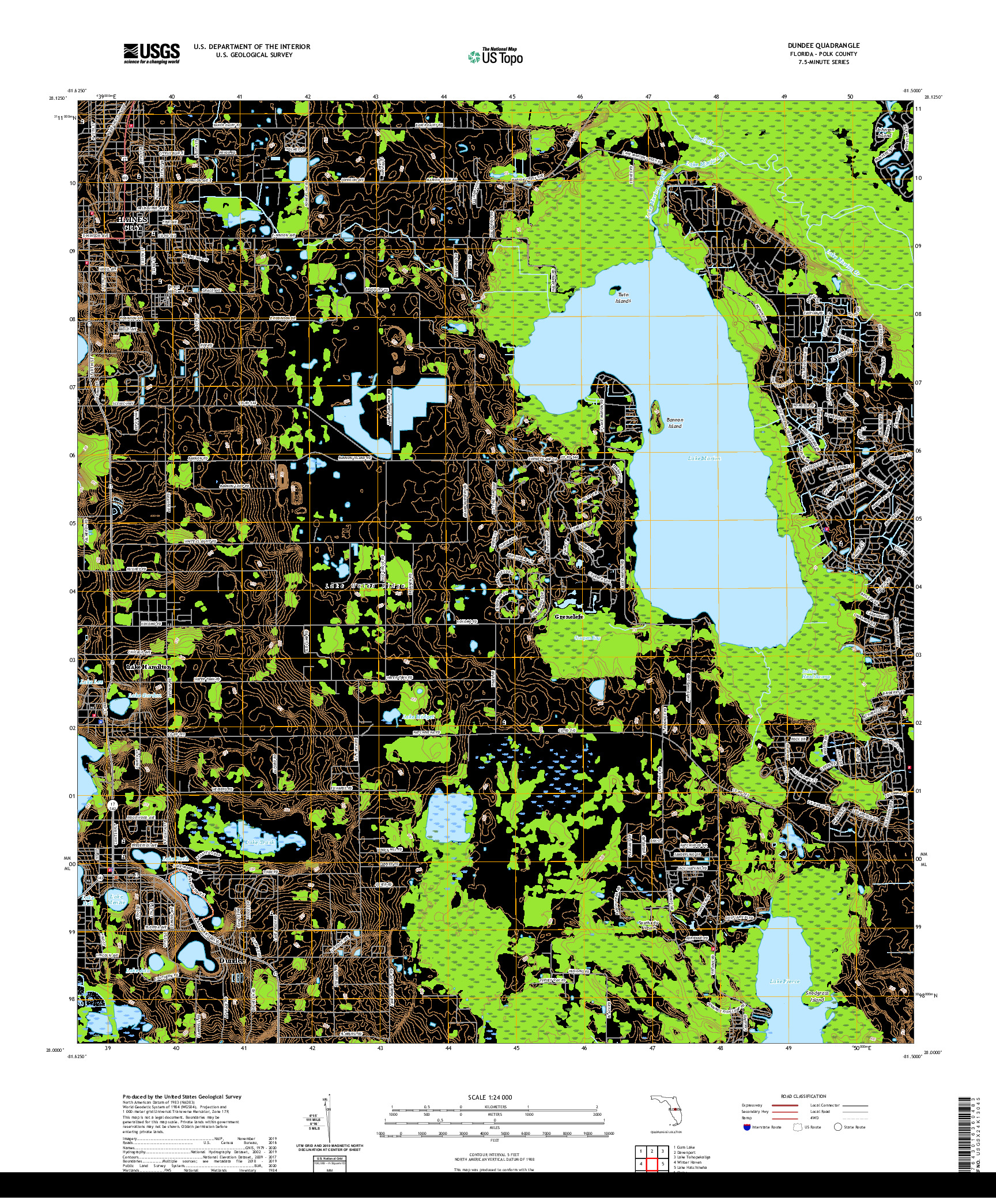 USGS US TOPO 7.5-MINUTE MAP FOR DUNDEE, FL 2021