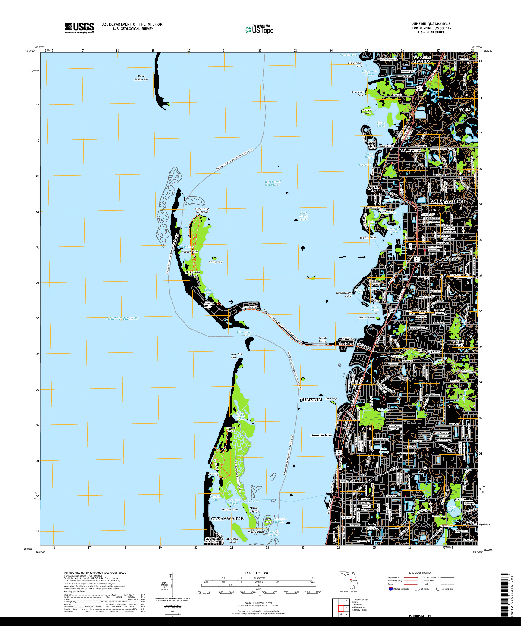 USGS US TOPO 7.5-MINUTE MAP FOR DUNEDIN, FL 2021