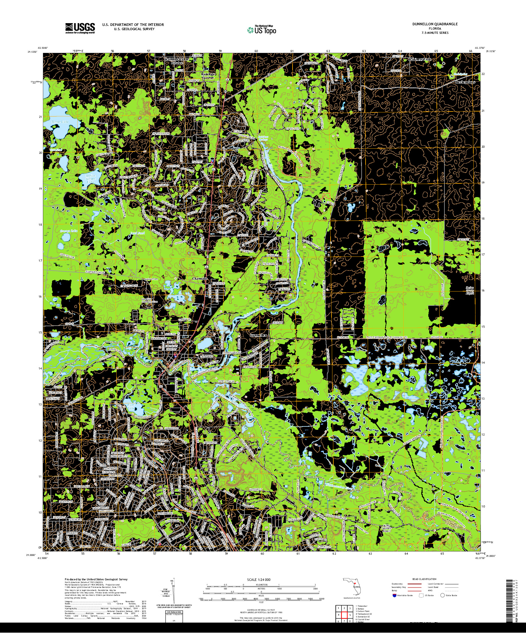 USGS US TOPO 7.5-MINUTE MAP FOR DUNNELLON, FL 2021