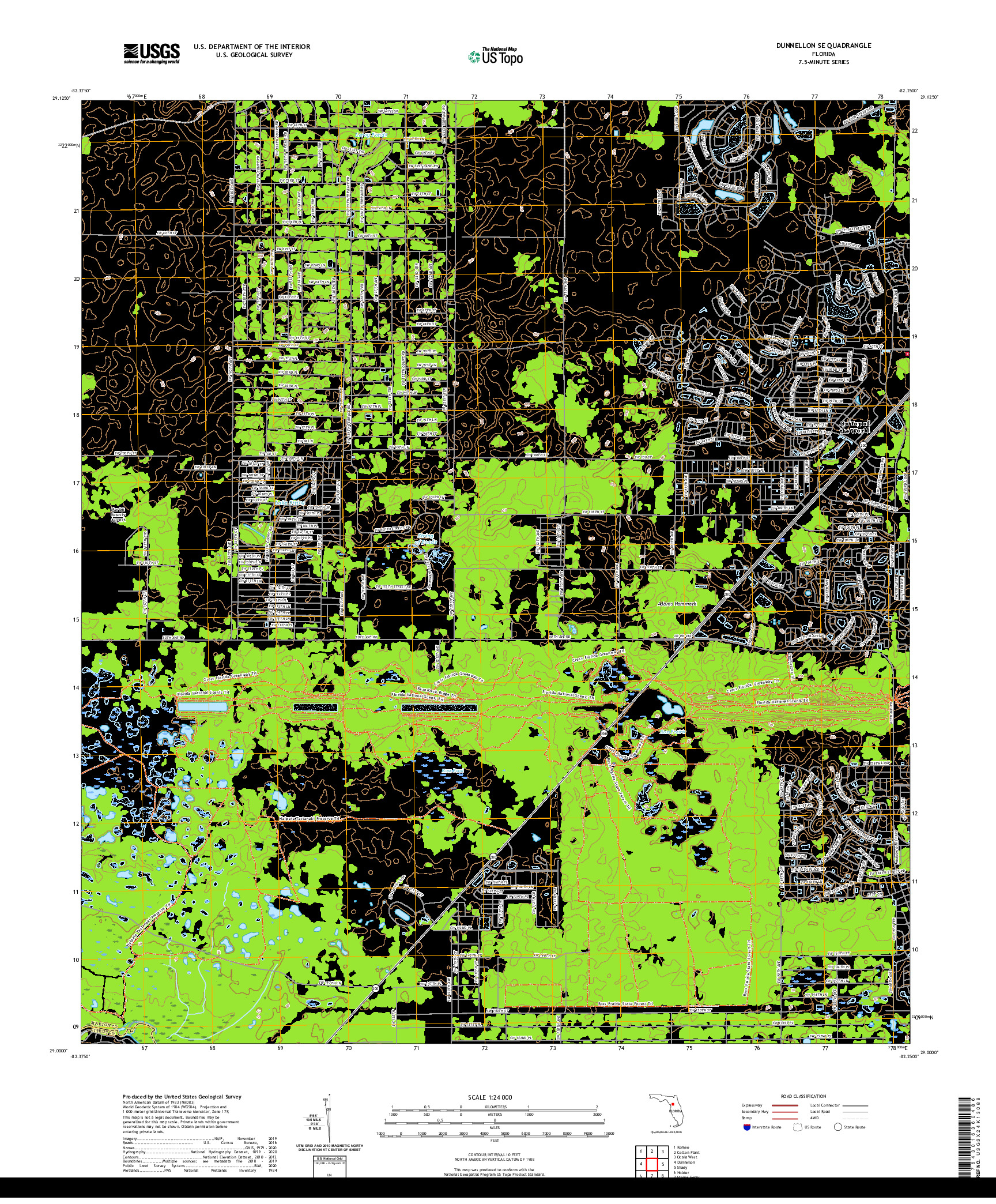 USGS US TOPO 7.5-MINUTE MAP FOR DUNNELLON SE, FL 2021