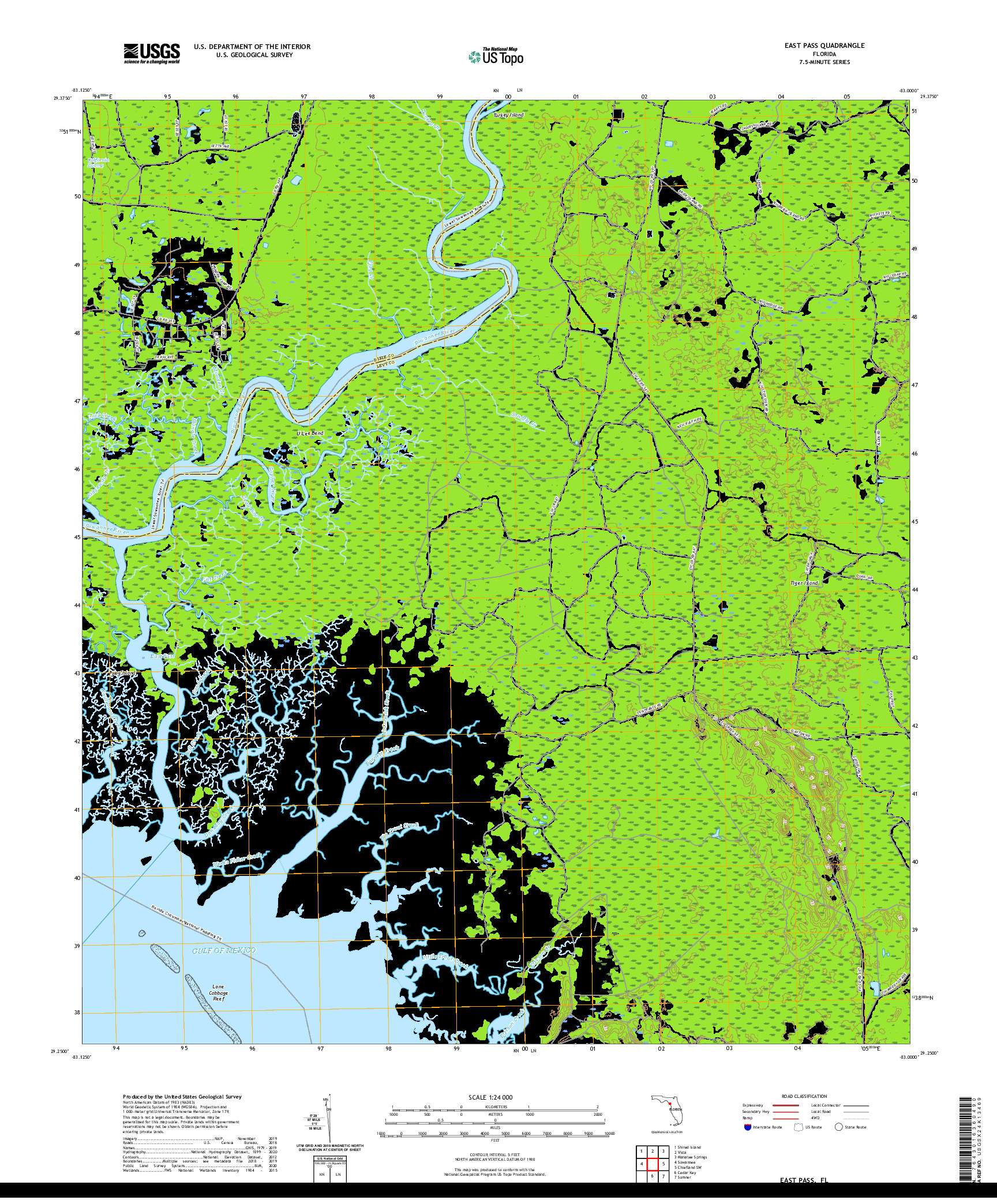 USGS US TOPO 7.5-MINUTE MAP FOR EAST PASS, FL 2021