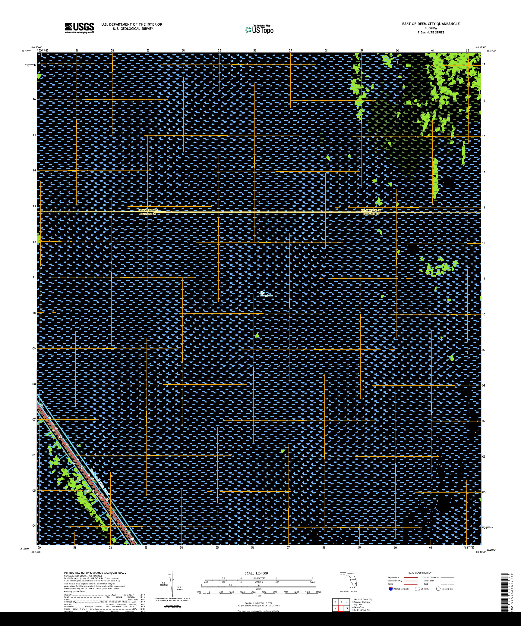 USGS US TOPO 7.5-MINUTE MAP FOR EAST OF DEEM CITY, FL 2021