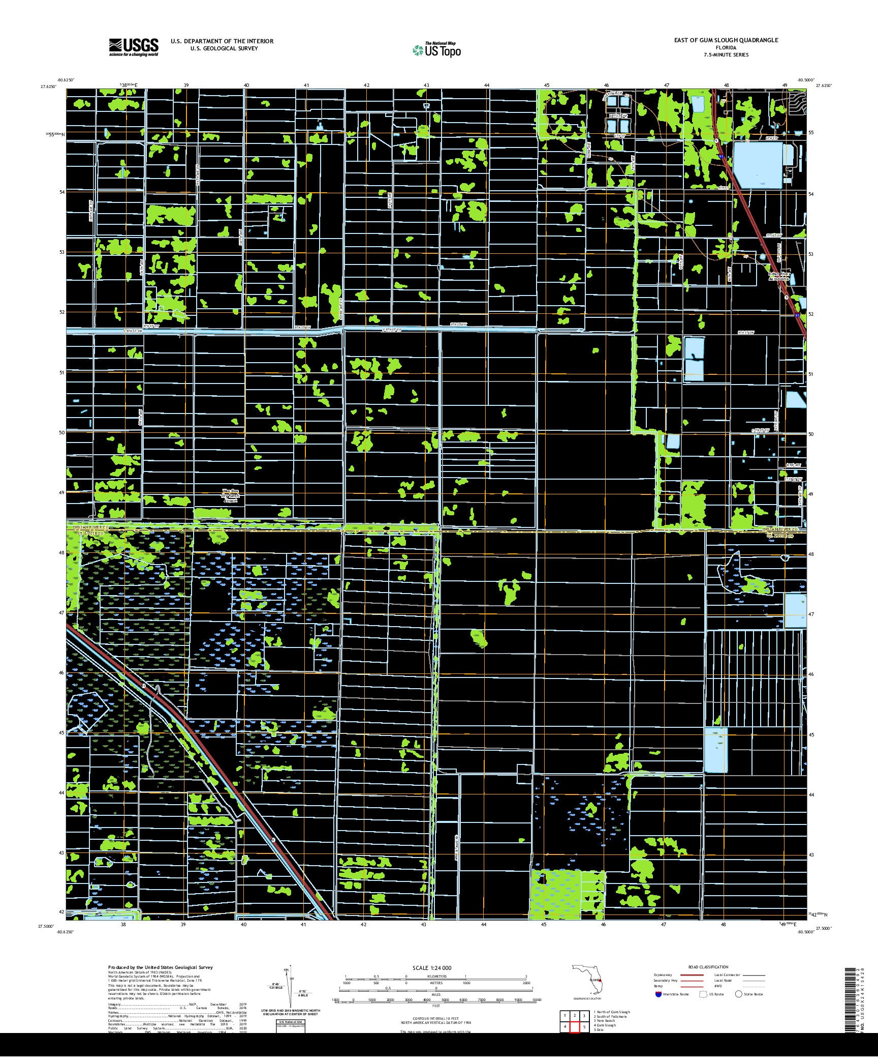 USGS US TOPO 7.5-MINUTE MAP FOR EAST OF GUM SLOUGH, FL 2021