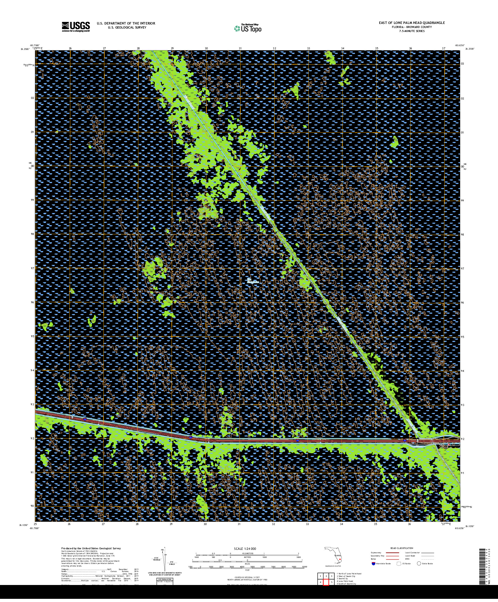 USGS US TOPO 7.5-MINUTE MAP FOR EAST OF LONE PALM HEAD, FL 2021