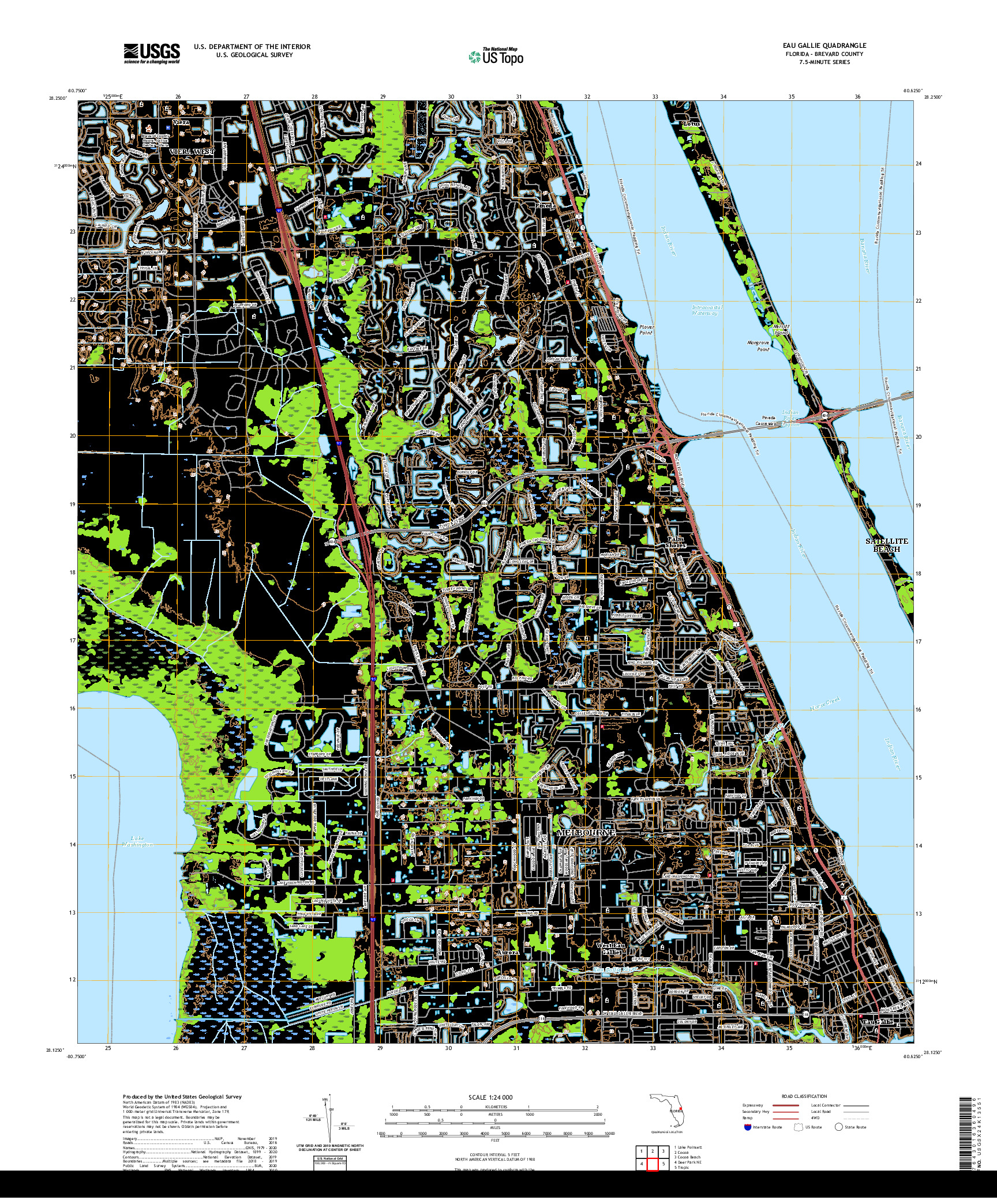 USGS US TOPO 7.5-MINUTE MAP FOR EAU GALLIE, FL 2021