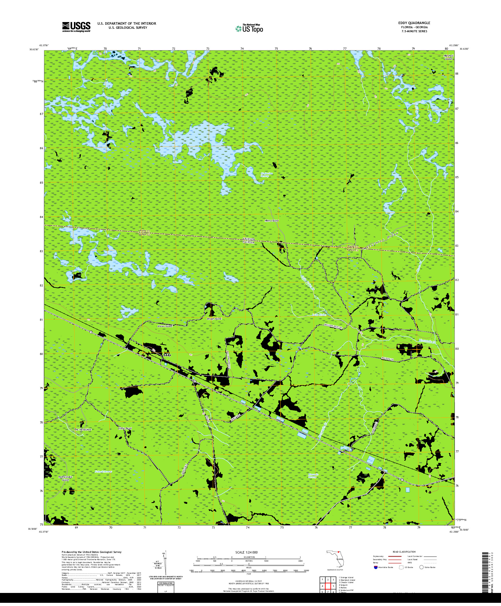 USGS US TOPO 7.5-MINUTE MAP FOR EDDY, FL,GA 2021