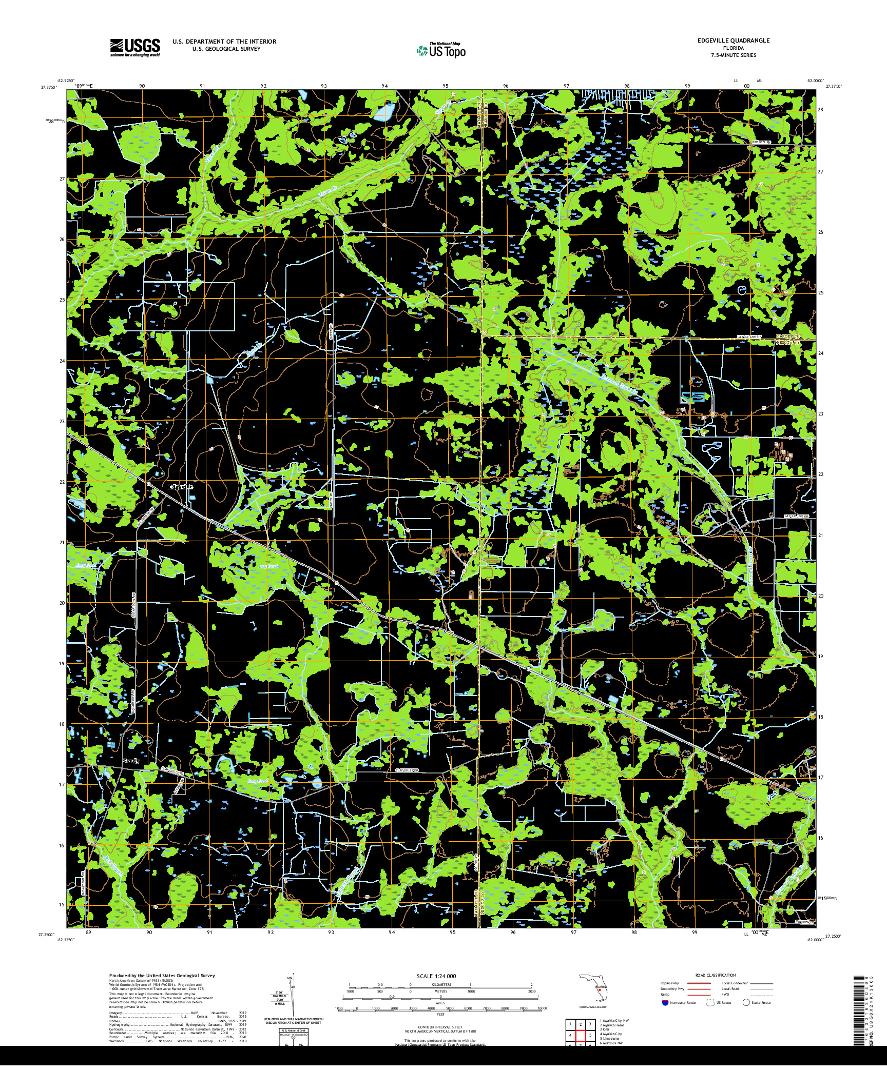 USGS US TOPO 7.5-MINUTE MAP FOR EDGEVILLE, FL 2021