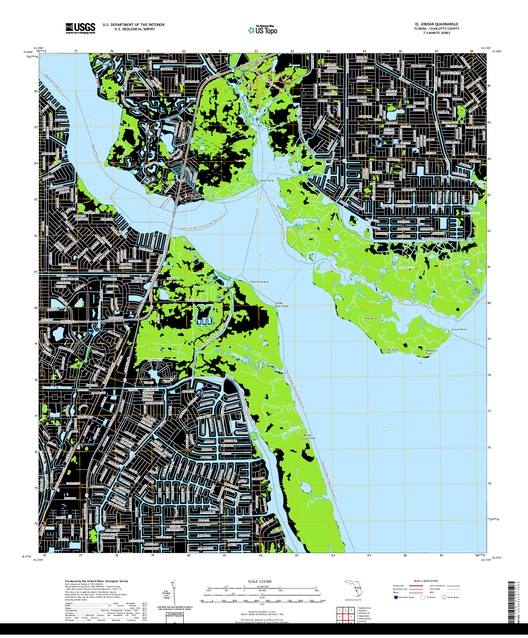 USGS US TOPO 7.5-MINUTE MAP FOR EL JOBEAN, FL 2021