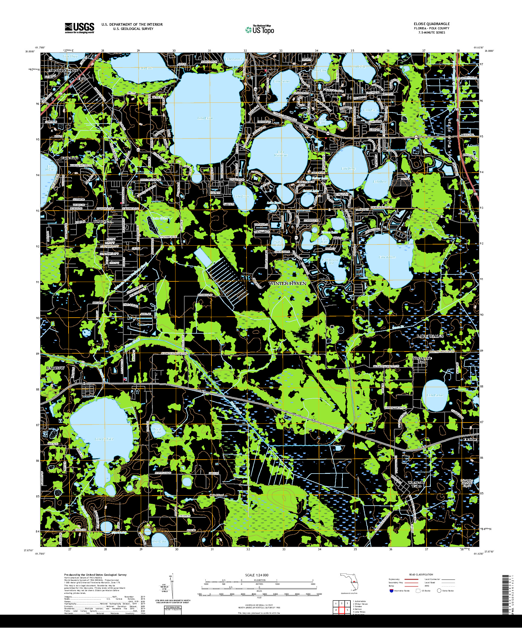 USGS US TOPO 7.5-MINUTE MAP FOR ELOISE, FL 2021