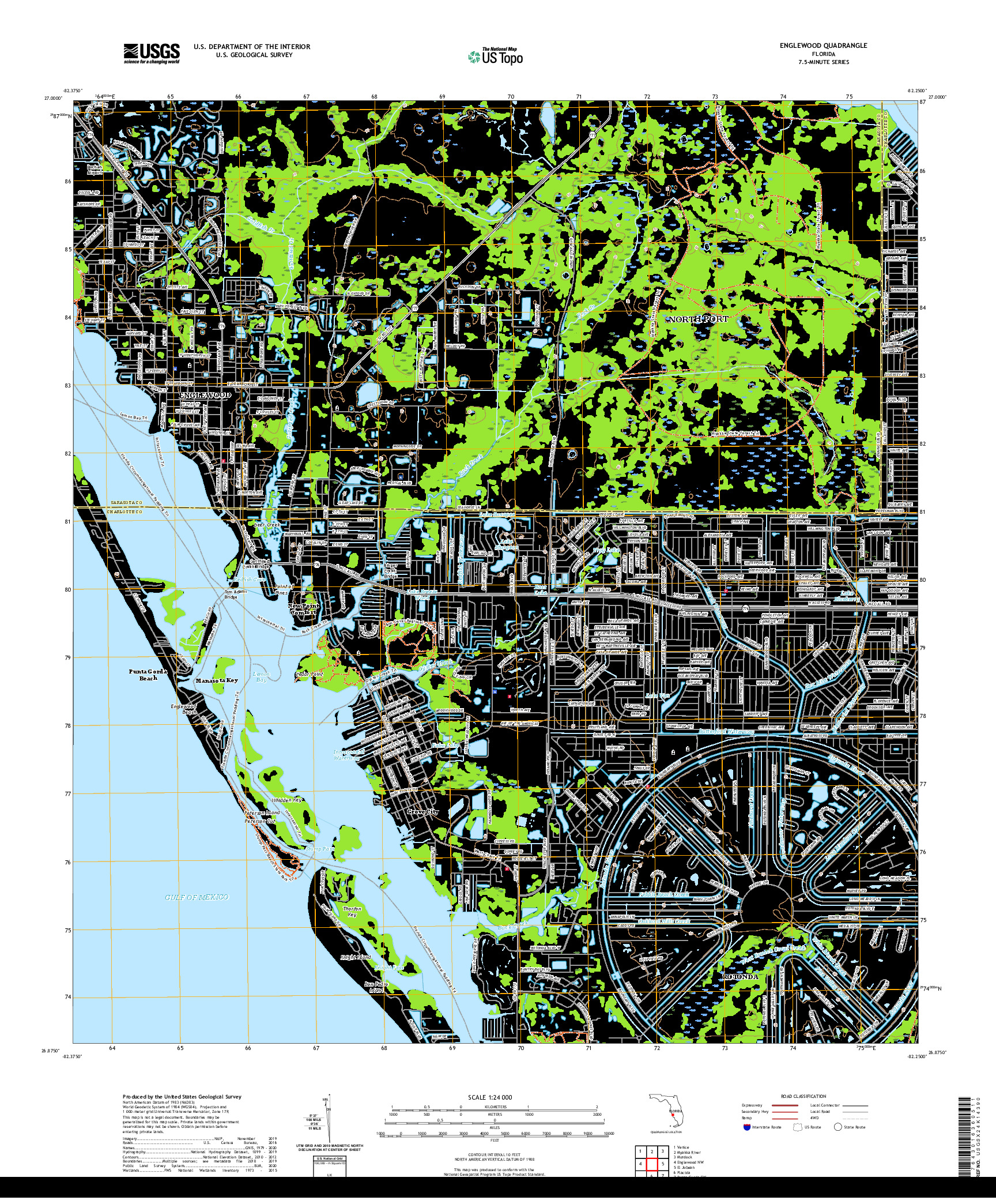 USGS US TOPO 7.5-MINUTE MAP FOR ENGLEWOOD, FL 2021