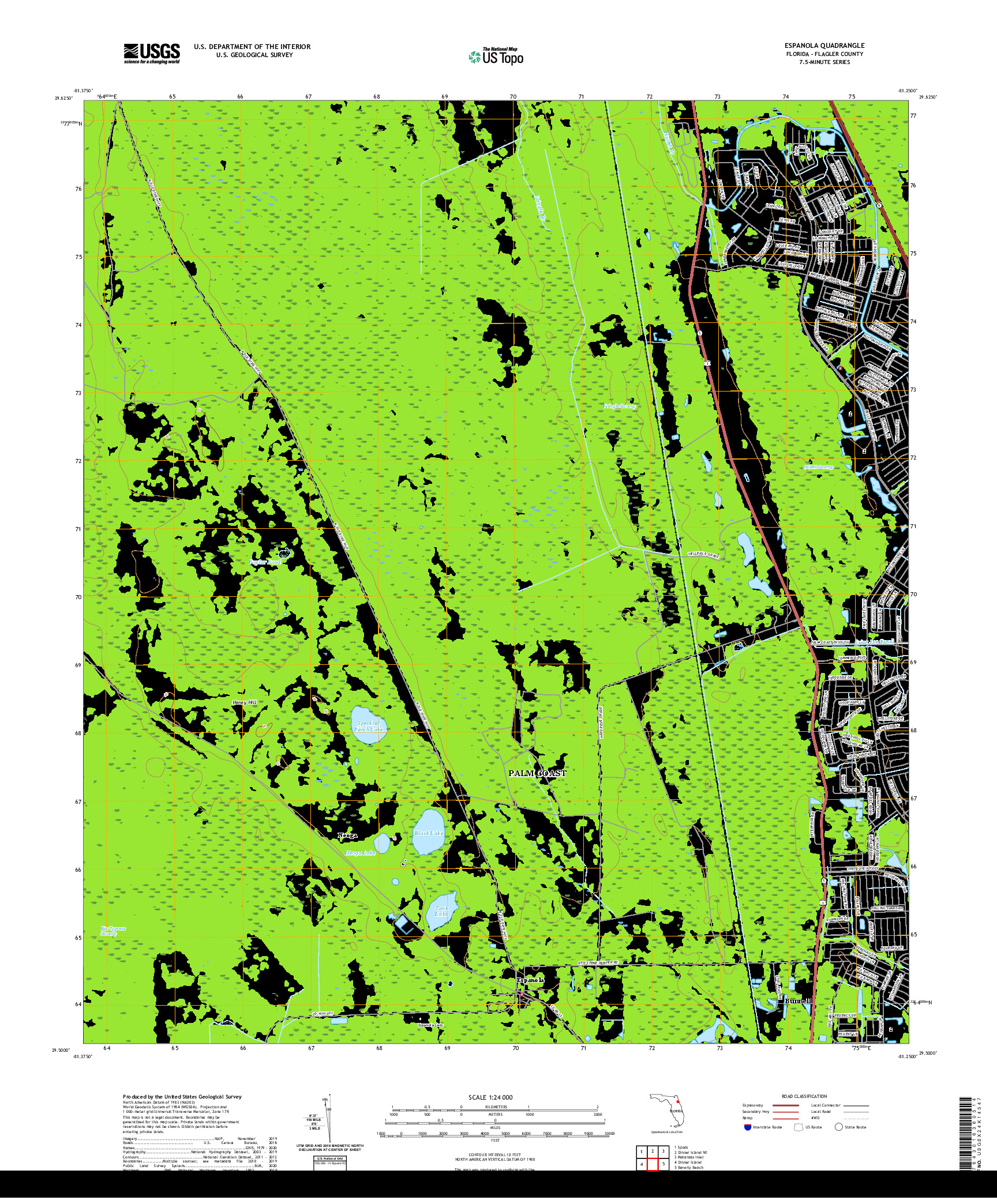 USGS US TOPO 7.5-MINUTE MAP FOR ESPANOLA, FL 2021