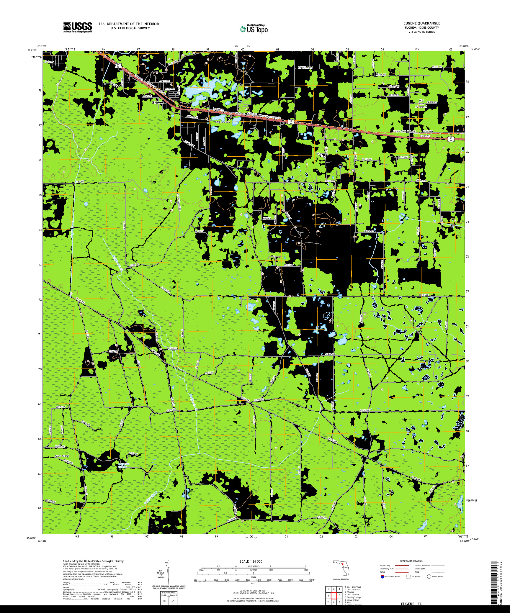 USGS US TOPO 7.5-MINUTE MAP FOR EUGENE, FL 2021