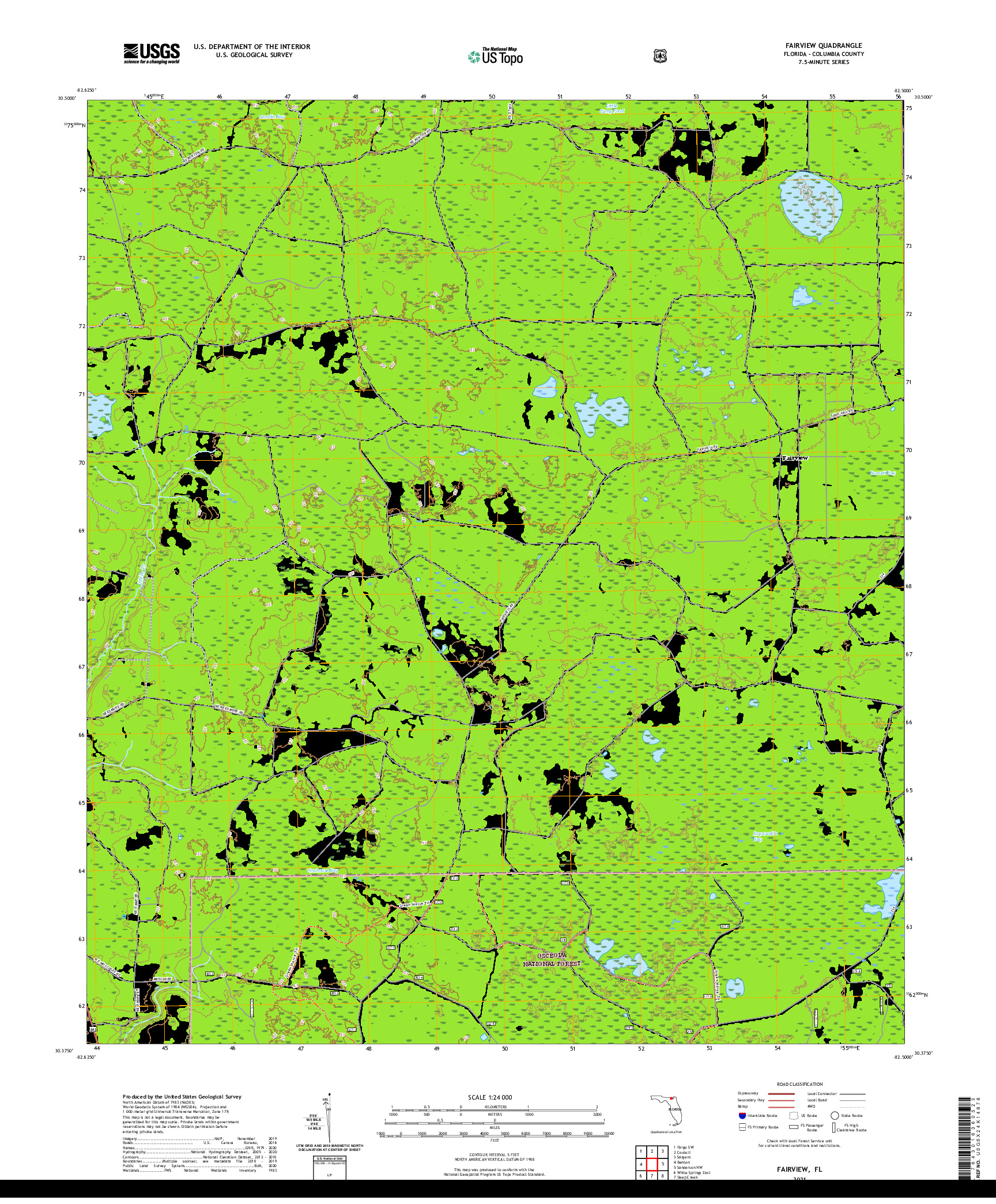 USGS US TOPO 7.5-MINUTE MAP FOR FAIRVIEW, FL 2021