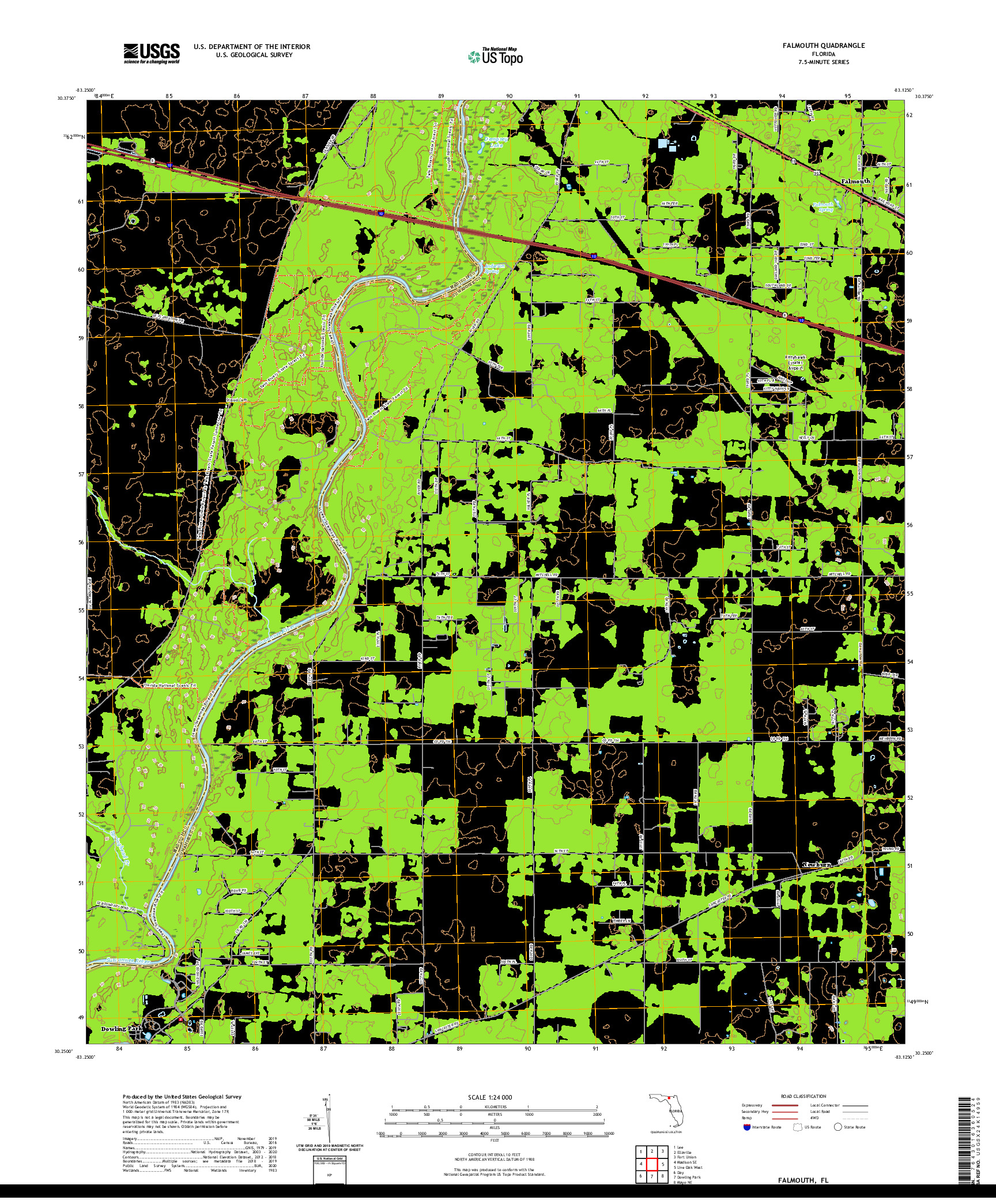 USGS US TOPO 7.5-MINUTE MAP FOR FALMOUTH, FL 2021