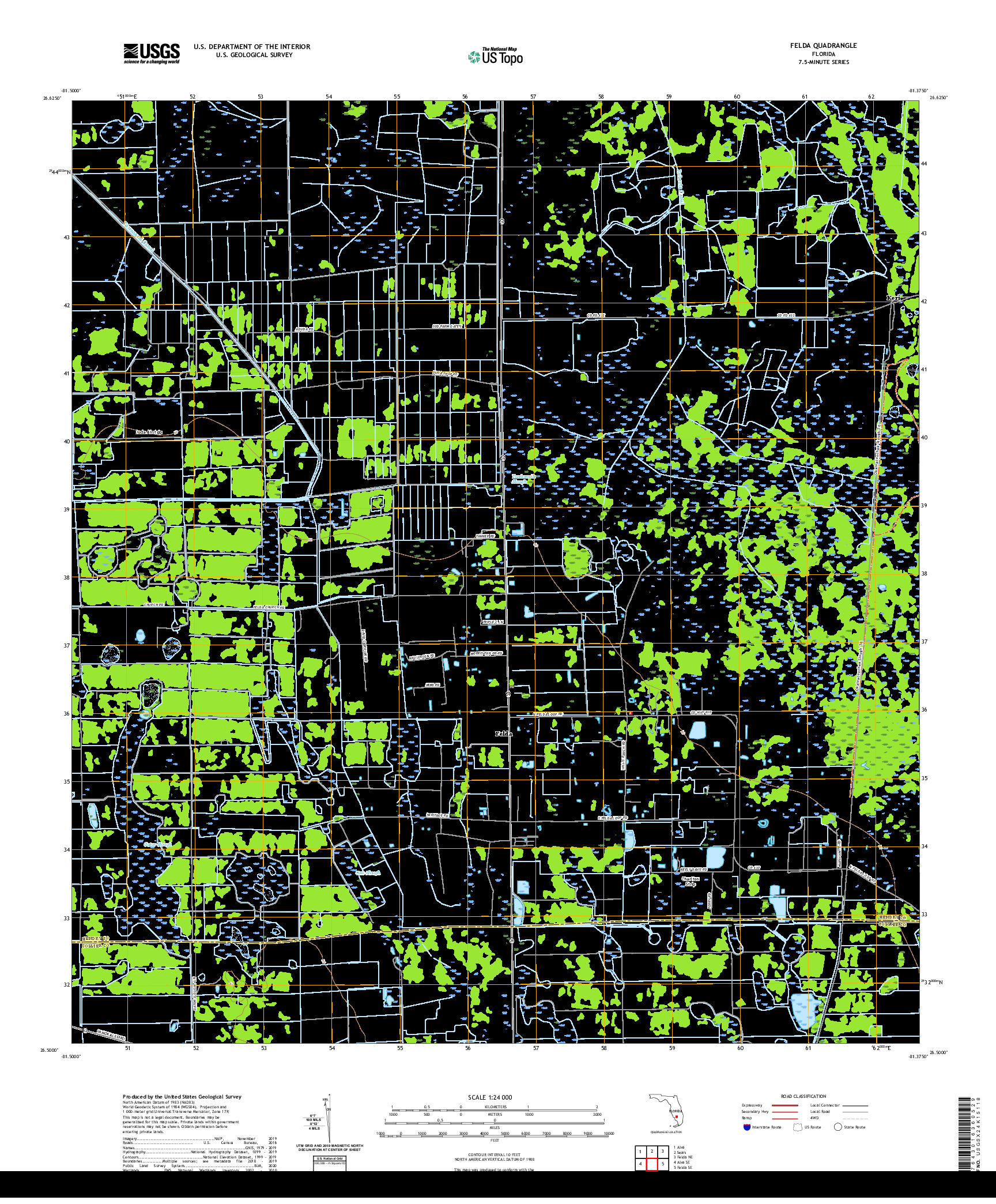 USGS US TOPO 7.5-MINUTE MAP FOR FELDA, FL 2021