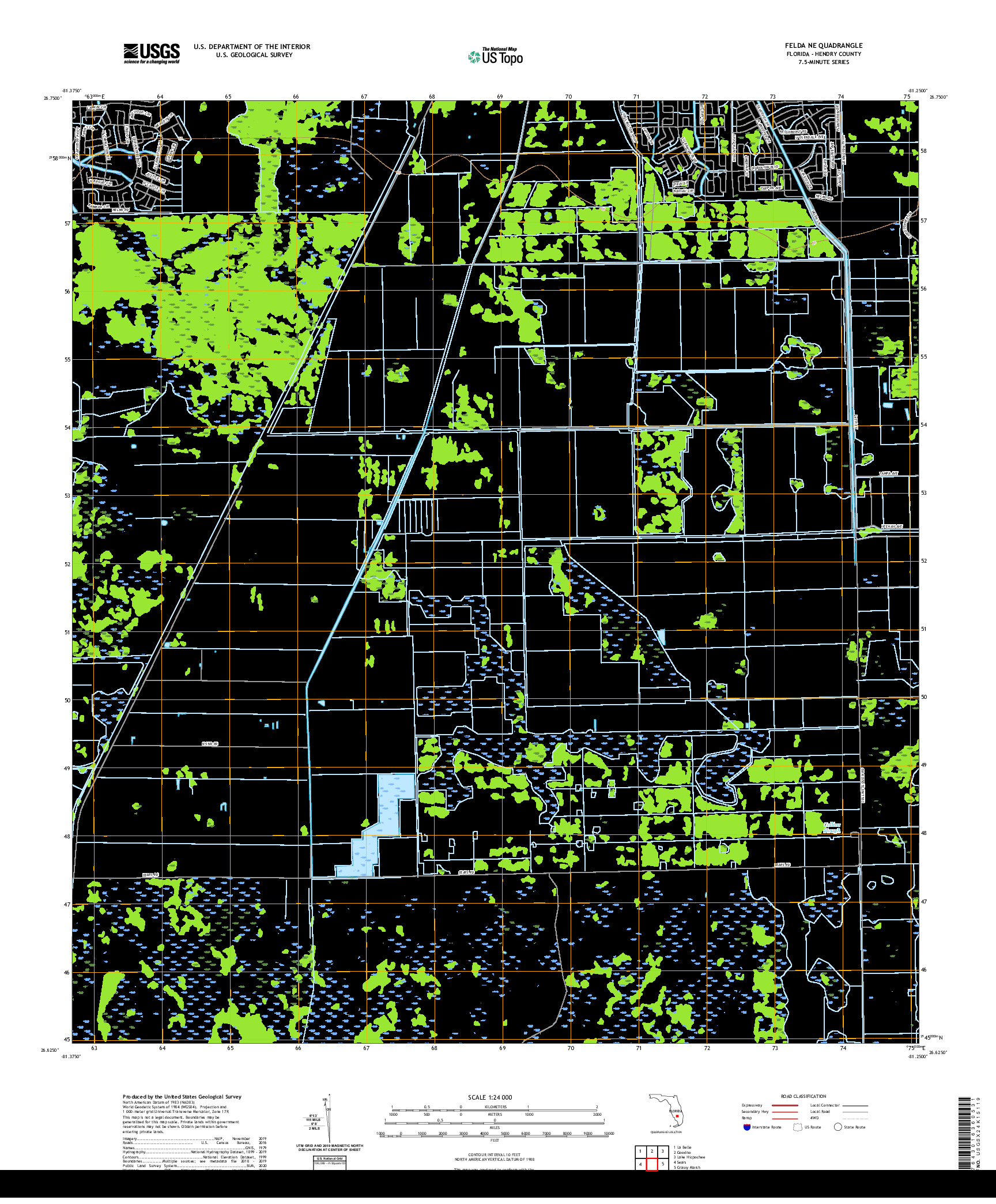 USGS US TOPO 7.5-MINUTE MAP FOR FELDA NE, FL 2021