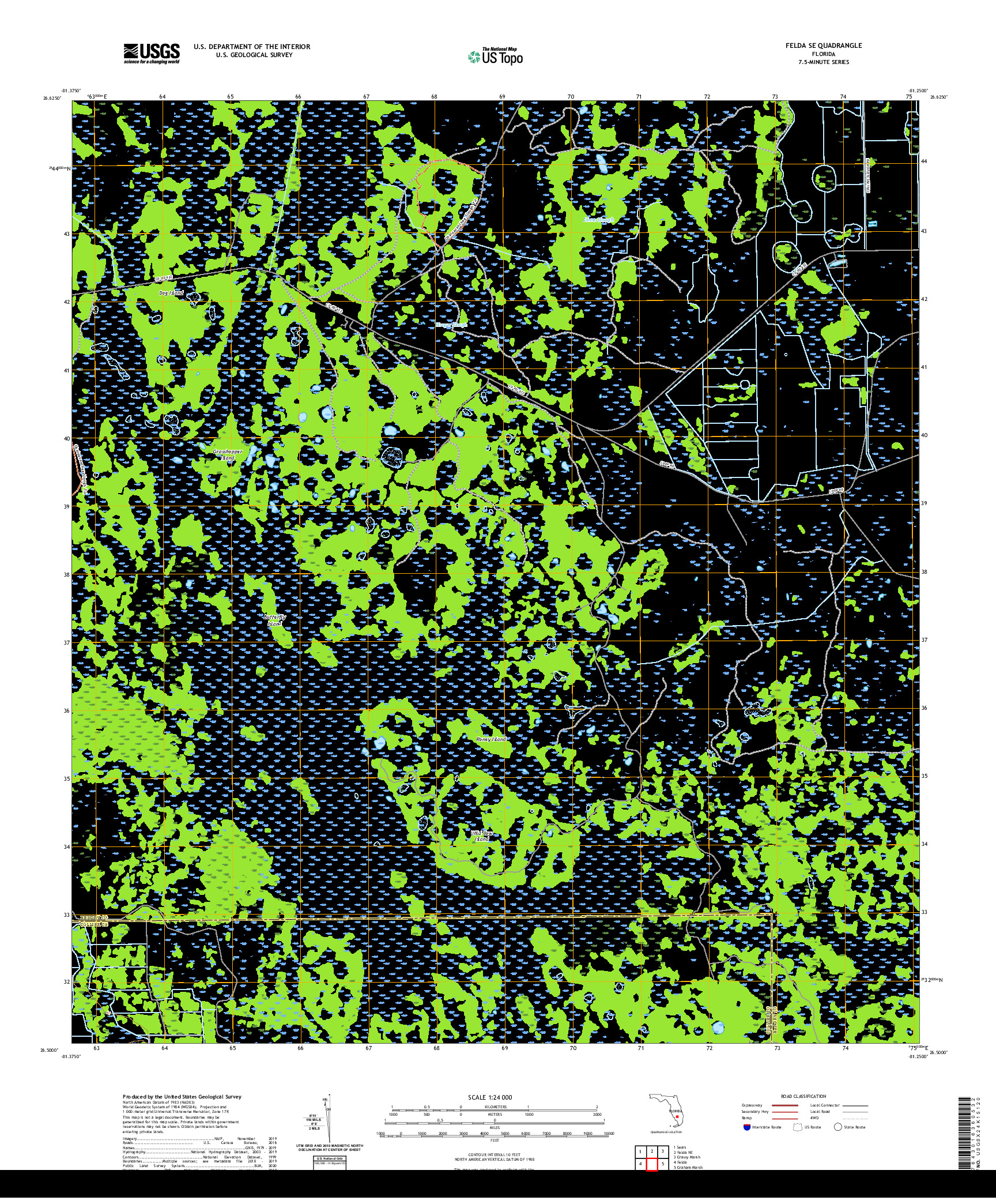 USGS US TOPO 7.5-MINUTE MAP FOR FELDA SE, FL 2021