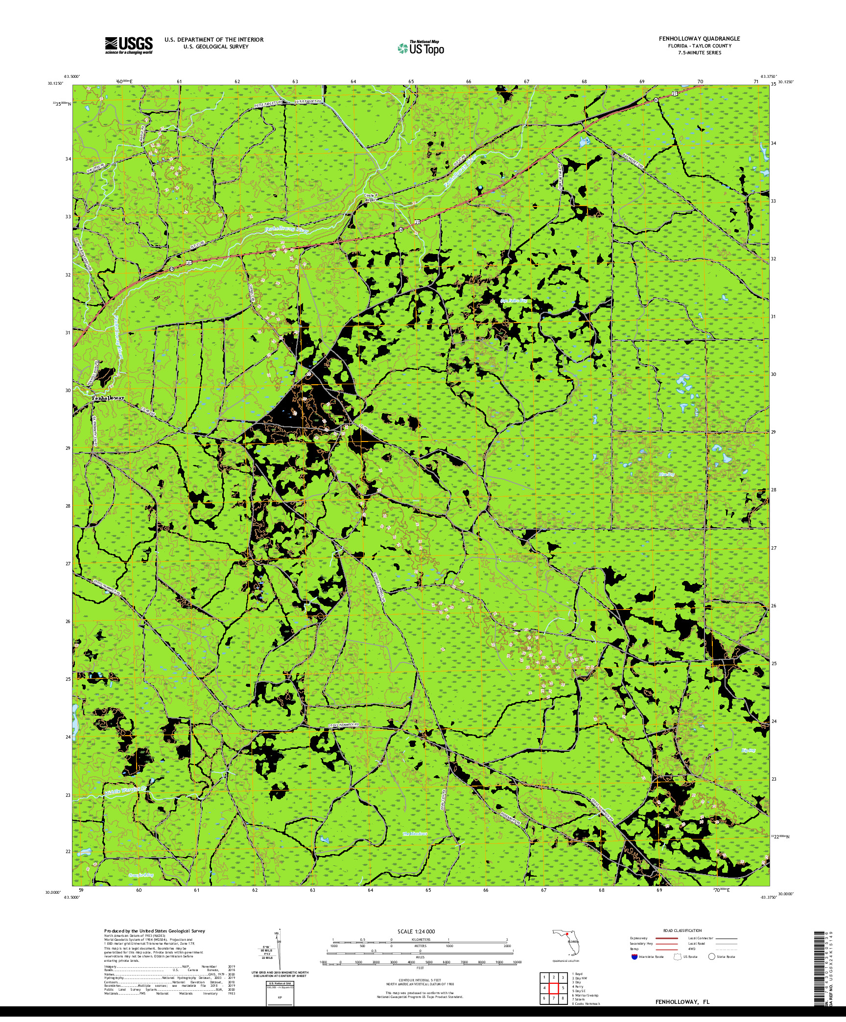 USGS US TOPO 7.5-MINUTE MAP FOR FENHOLLOWAY, FL 2021