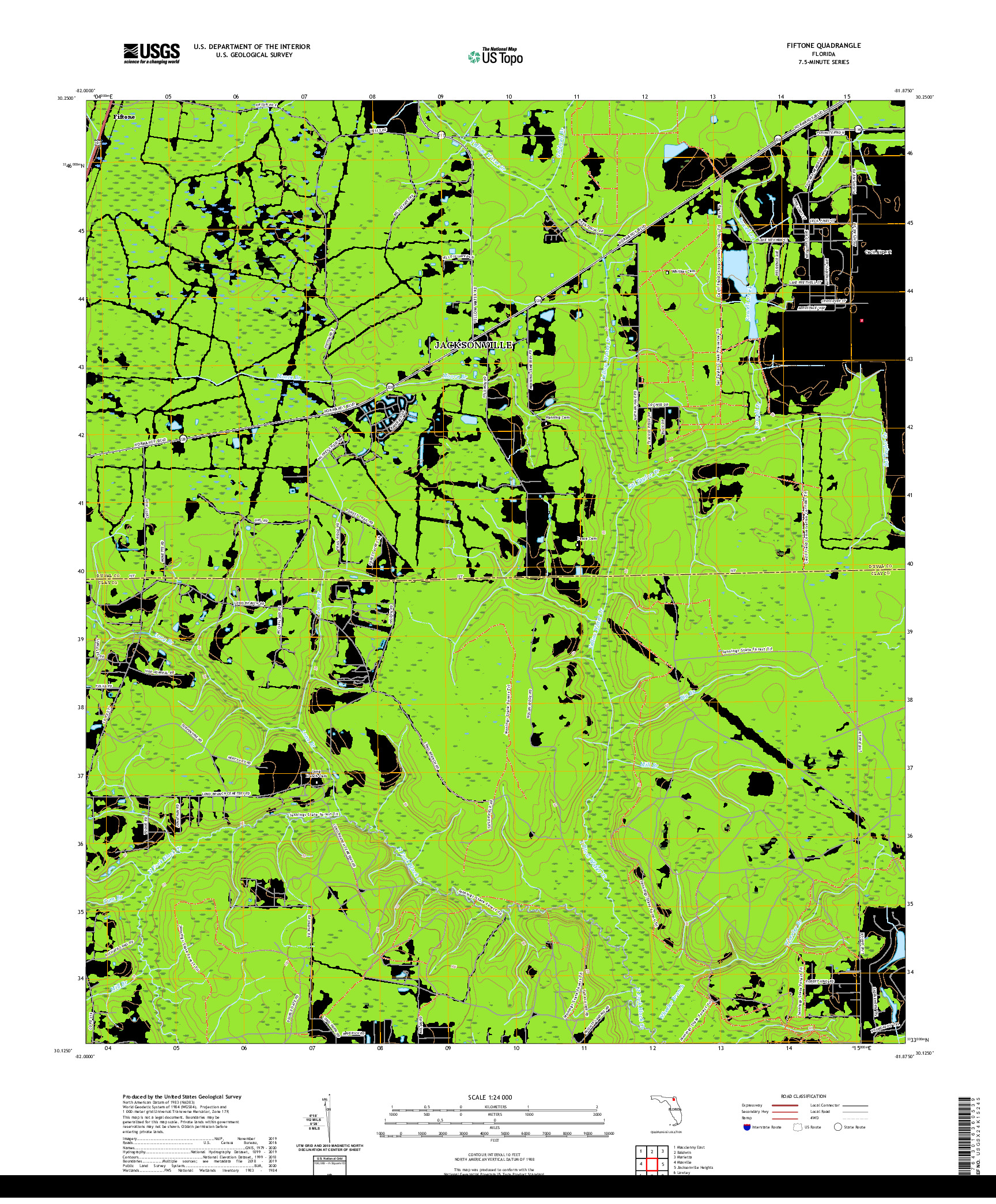 USGS US TOPO 7.5-MINUTE MAP FOR FIFTONE, FL 2021