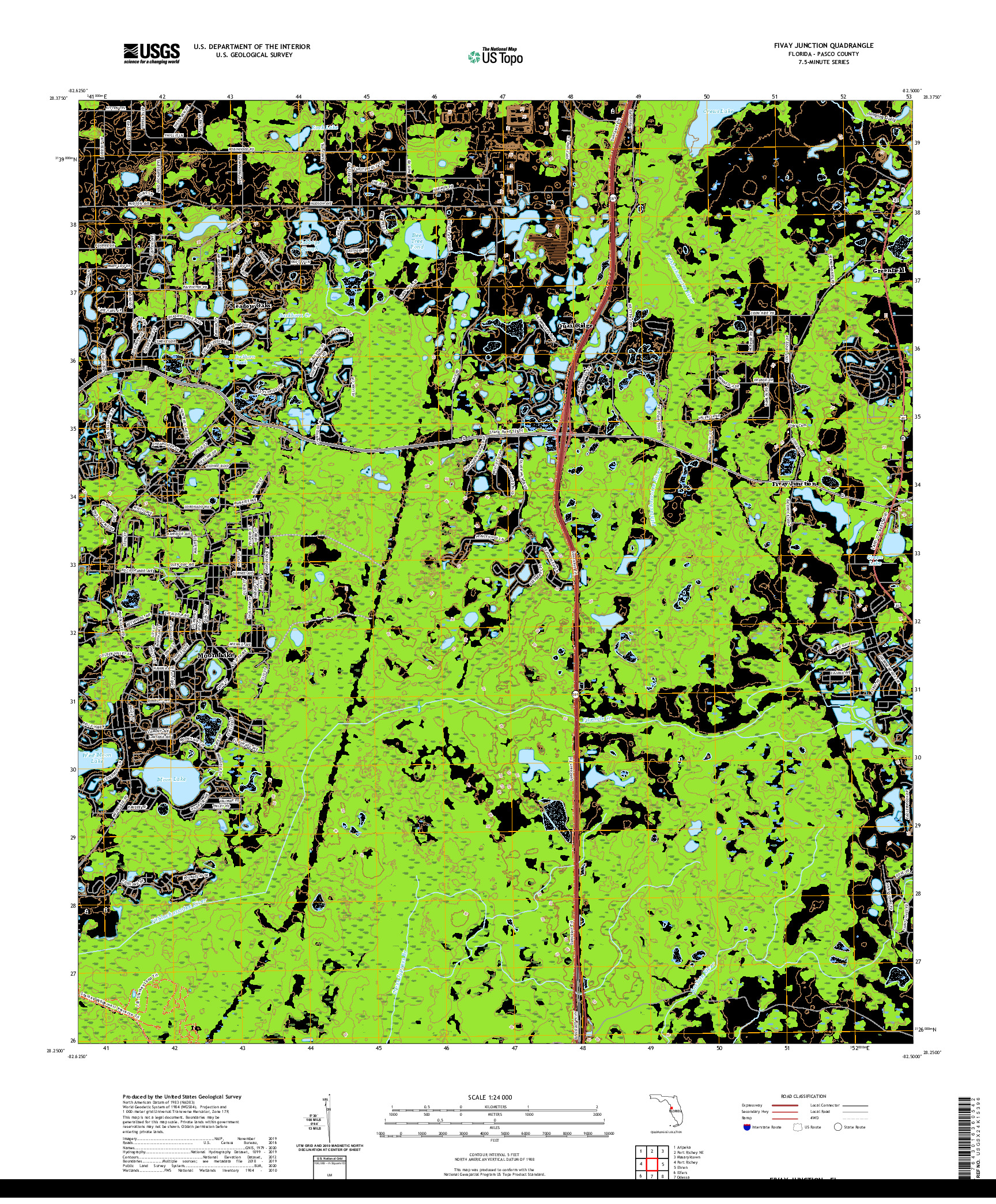 USGS US TOPO 7.5-MINUTE MAP FOR FIVAY JUNCTION, FL 2021