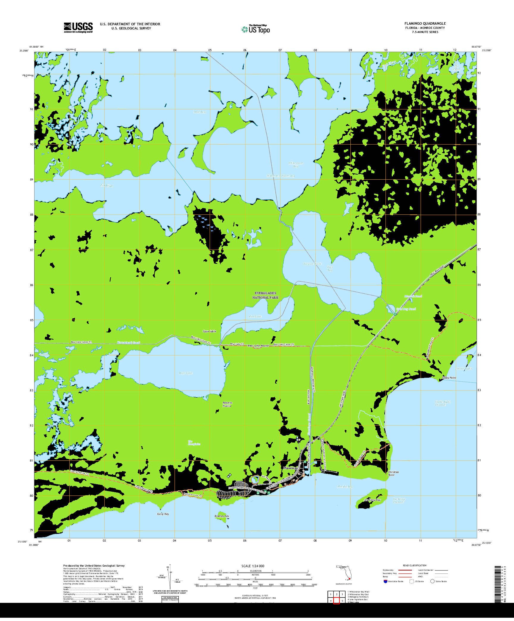 USGS US TOPO 7.5-MINUTE MAP FOR FLAMINGO, FL 2021