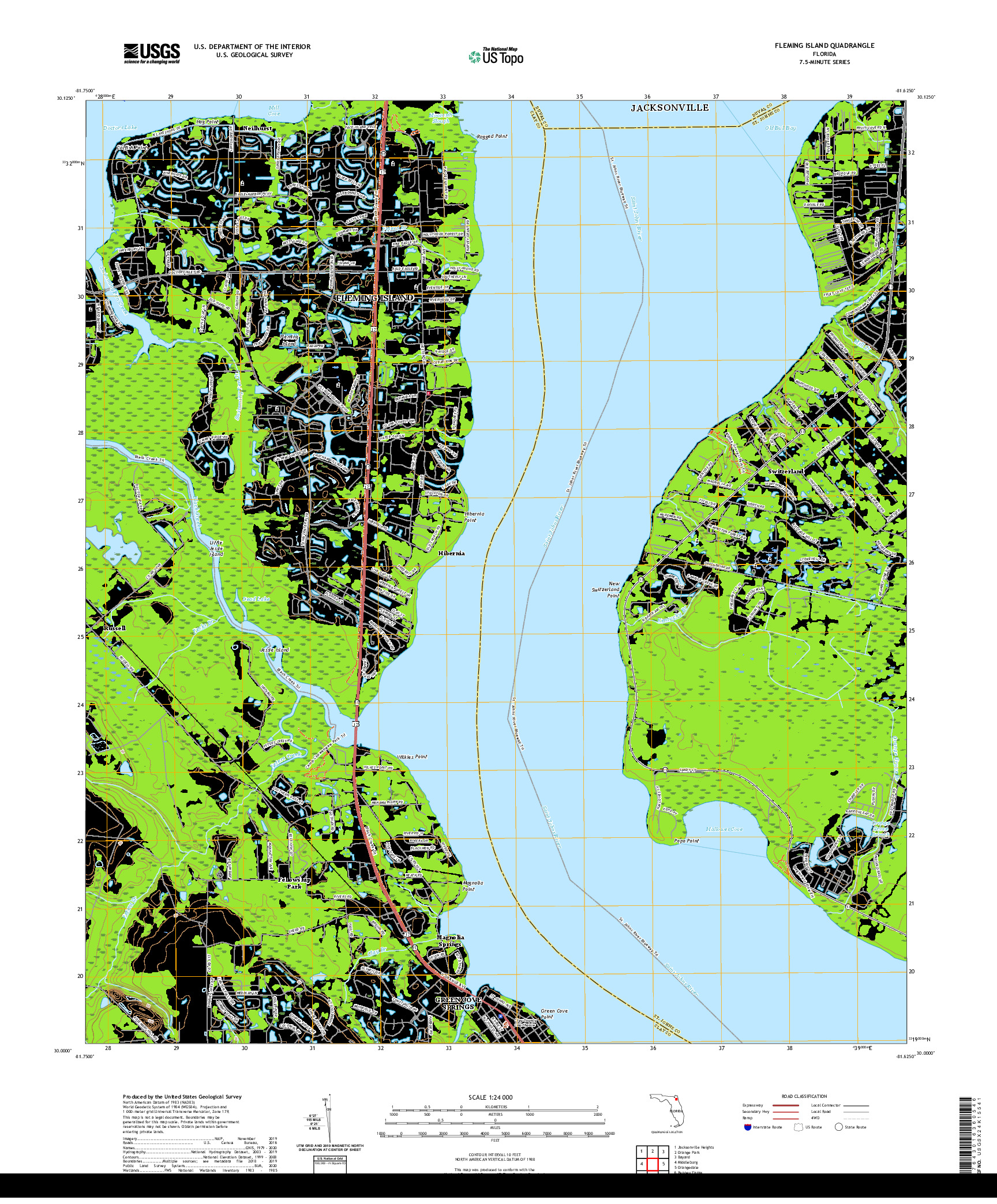 USGS US TOPO 7.5-MINUTE MAP FOR FLEMING ISLAND, FL 2021