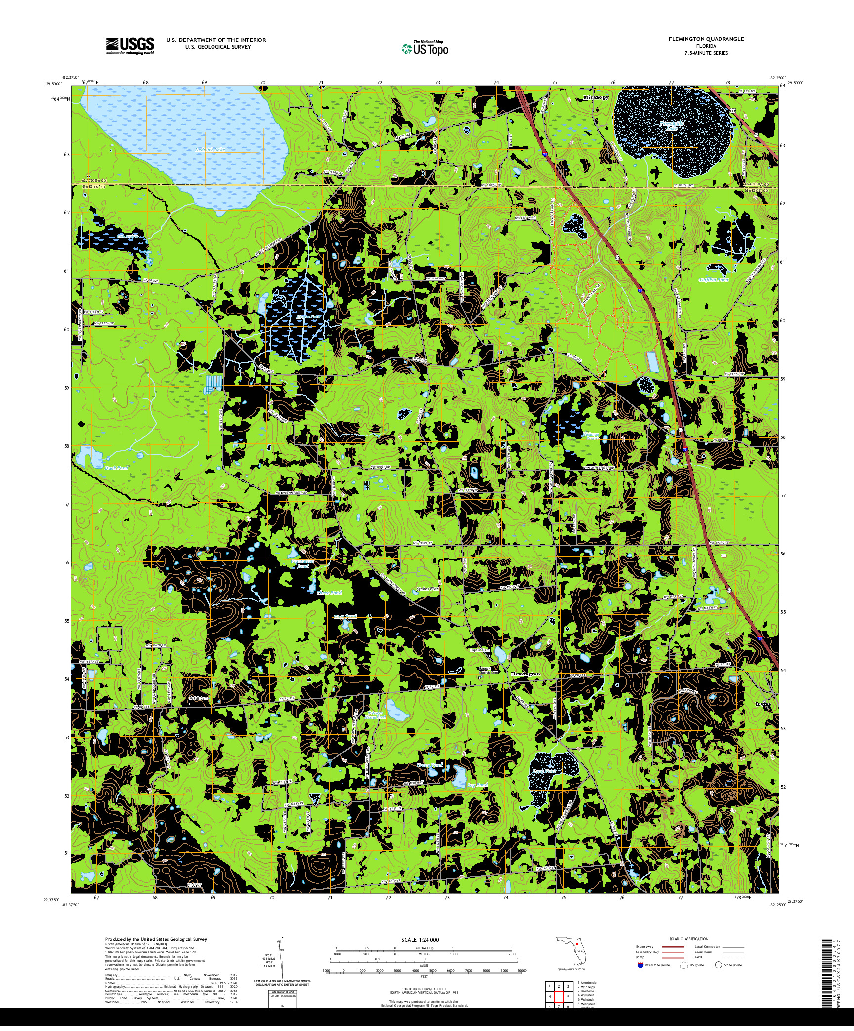 USGS US TOPO 7.5-MINUTE MAP FOR FLEMINGTON, FL 2021