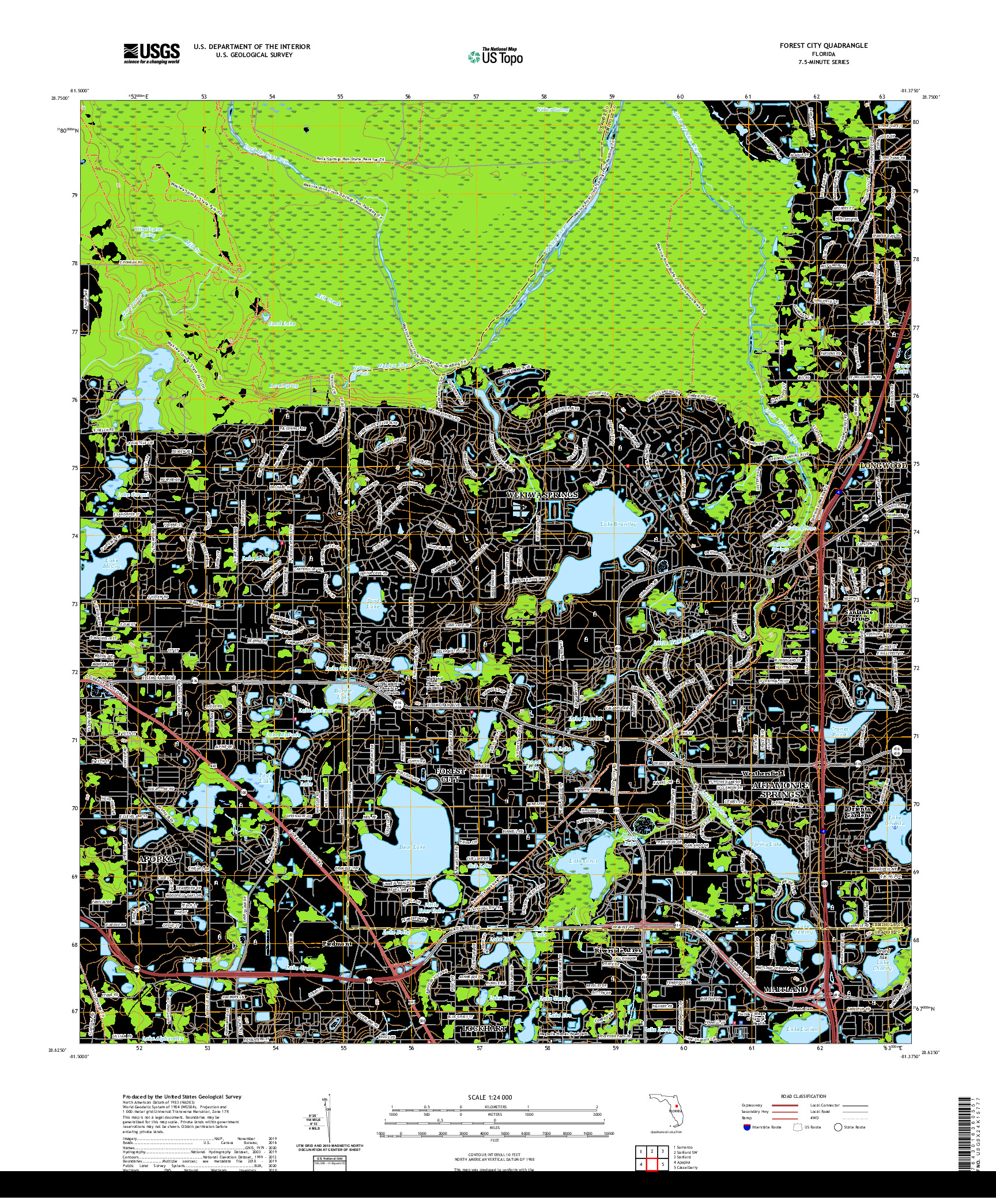 USGS US TOPO 7.5-MINUTE MAP FOR FOREST CITY, FL 2021