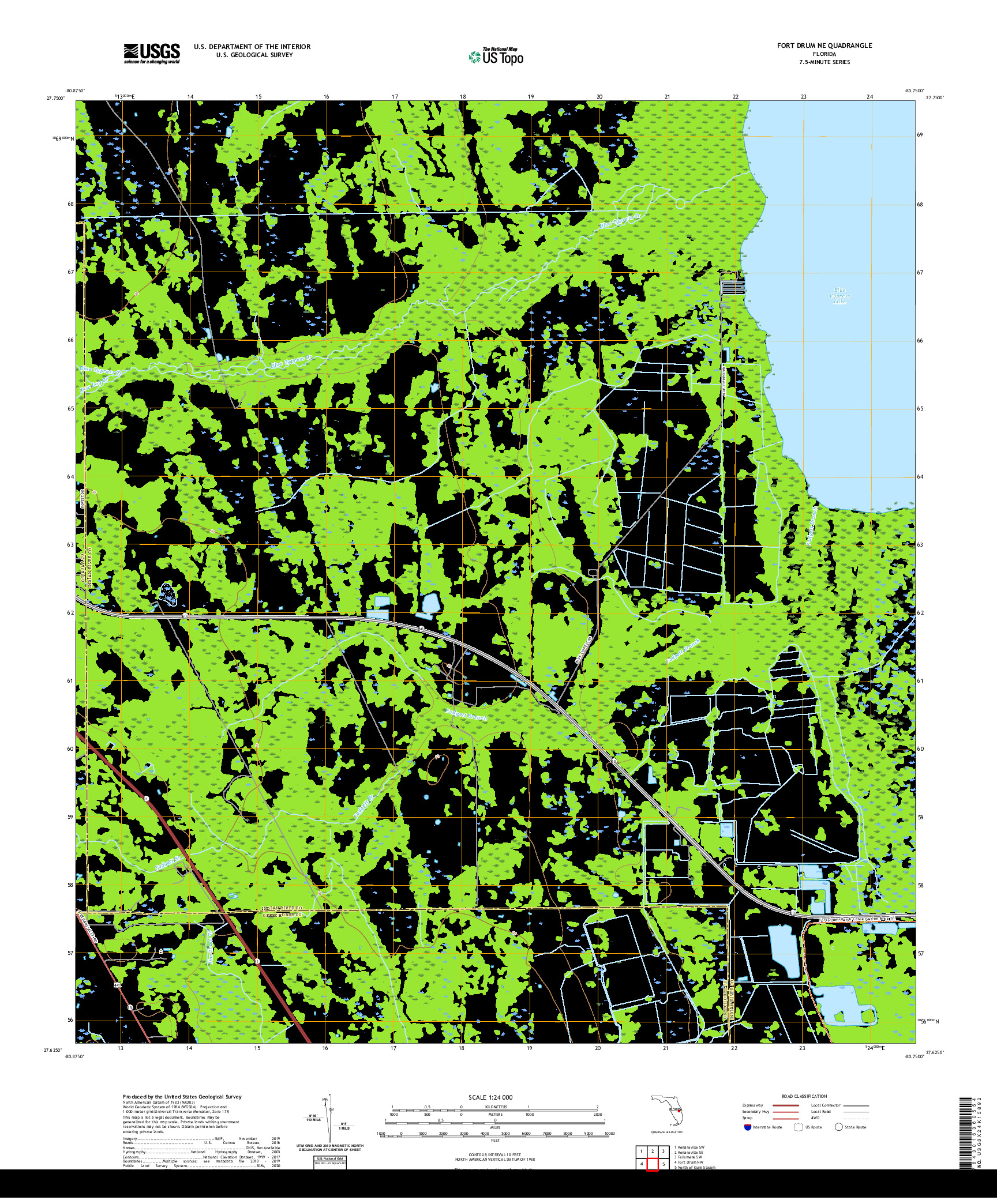 USGS US TOPO 7.5-MINUTE MAP FOR FORT DRUM NE, FL 2021