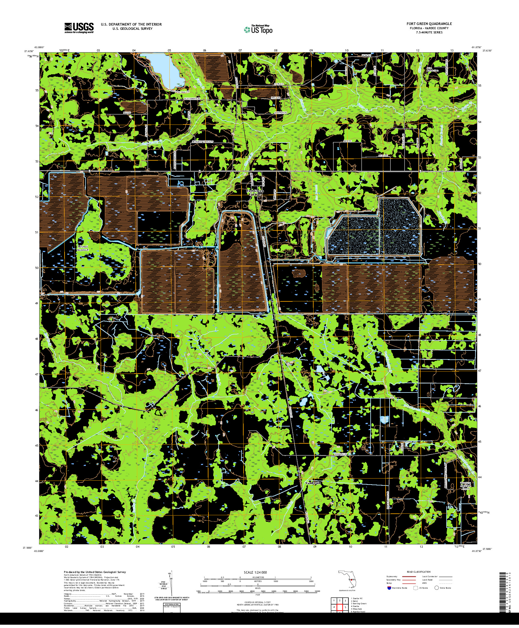USGS US TOPO 7.5-MINUTE MAP FOR FORT GREEN, FL 2021
