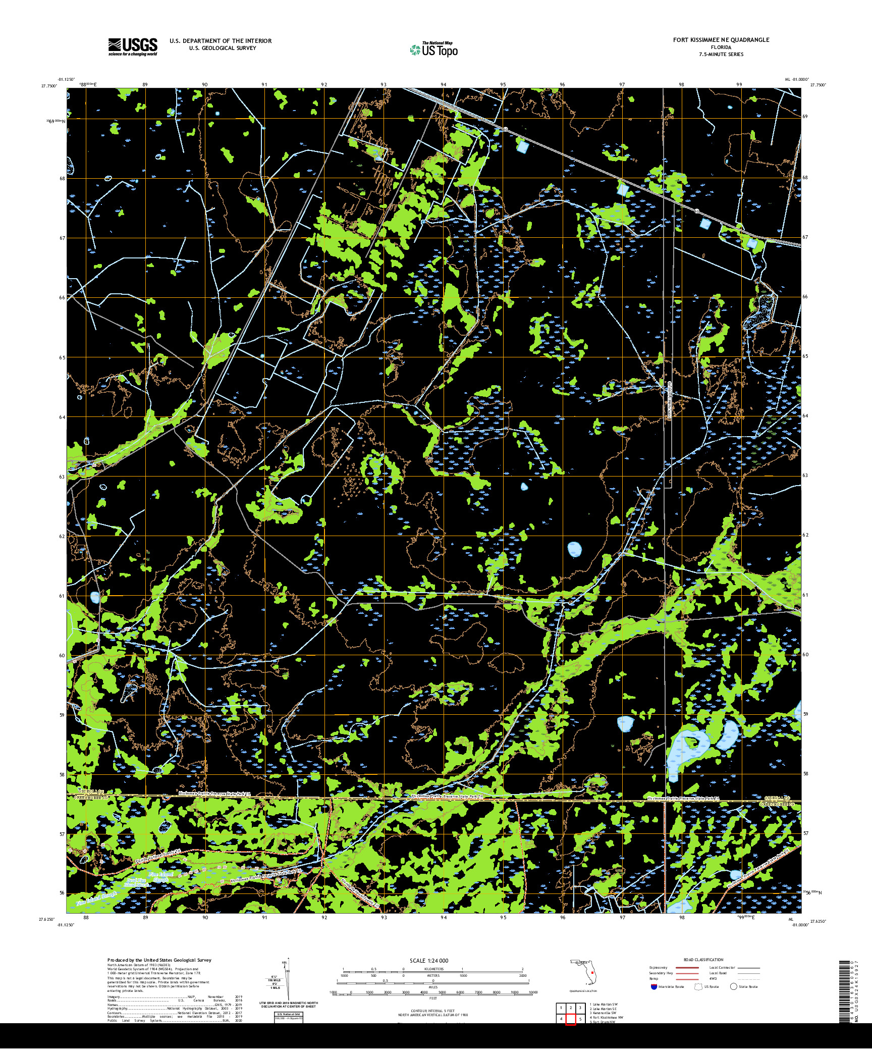 USGS US TOPO 7.5-MINUTE MAP FOR FORT KISSIMMEE NE, FL 2021