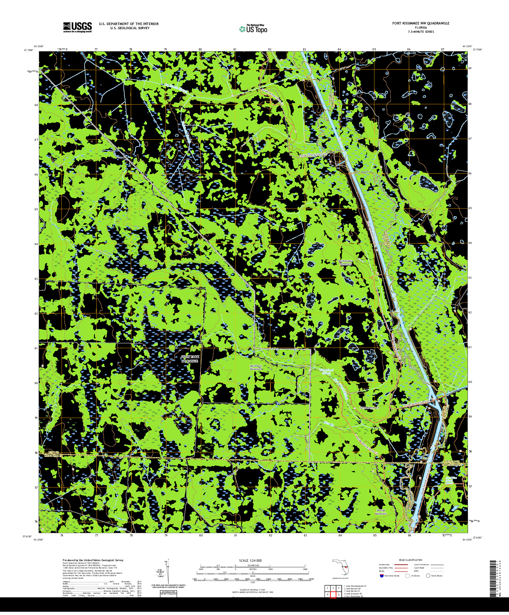 USGS US TOPO 7.5-MINUTE MAP FOR FORT KISSIMMEE NW, FL 2021