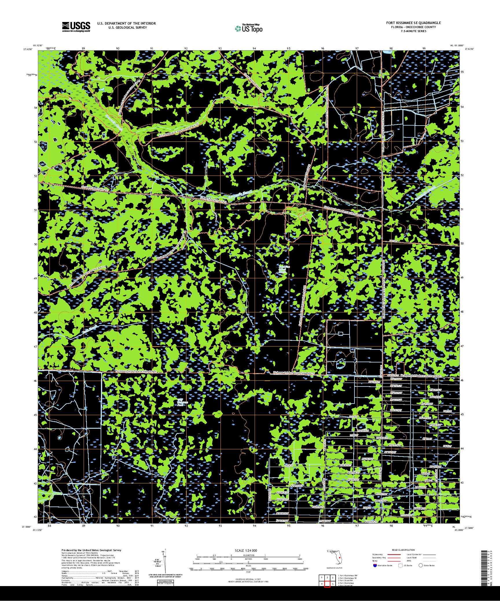 USGS US TOPO 7.5-MINUTE MAP FOR FORT KISSIMMEE SE, FL 2021