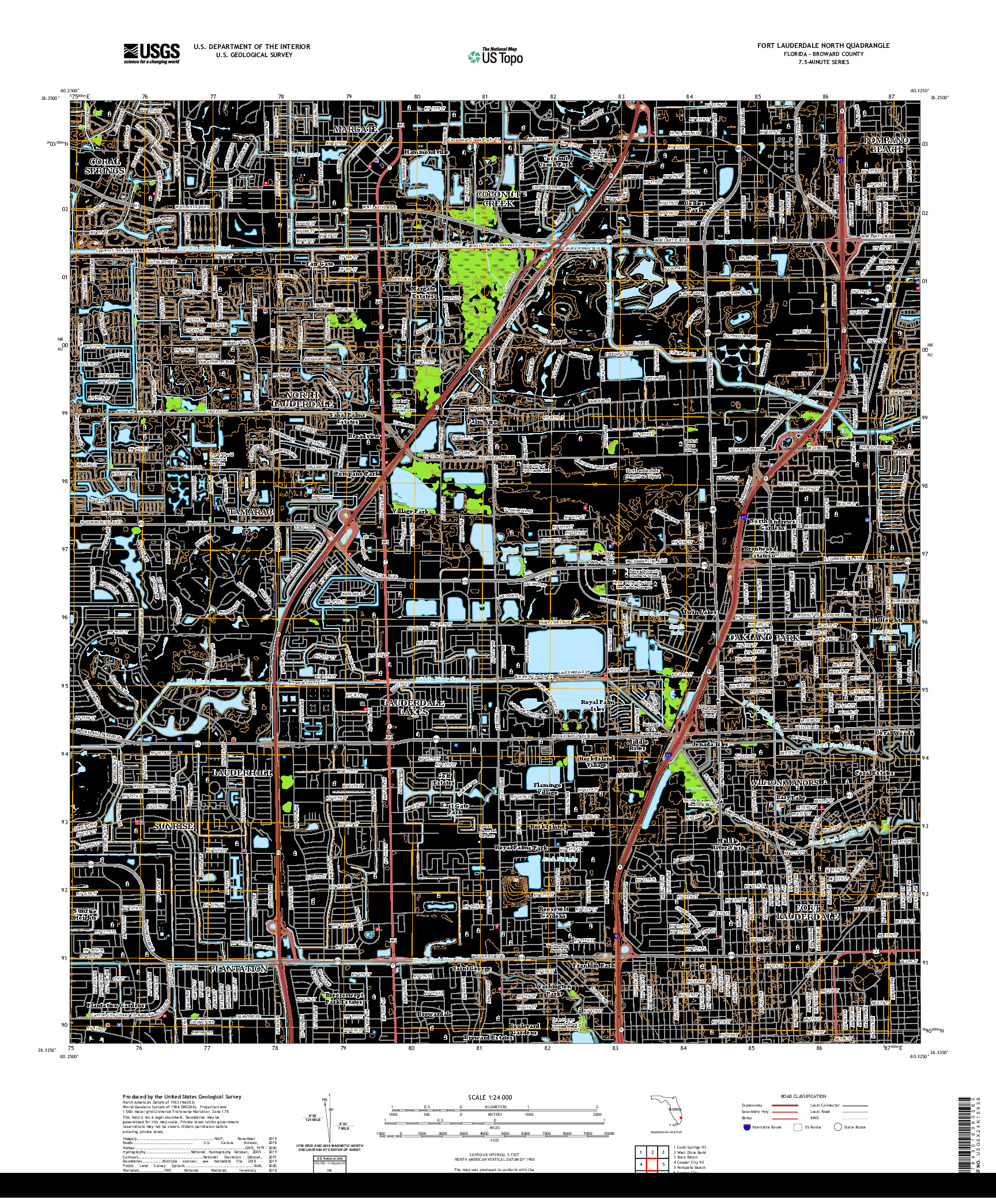 USGS US TOPO 7.5-MINUTE MAP FOR FORT LAUDERDALE NORTH, FL 2021