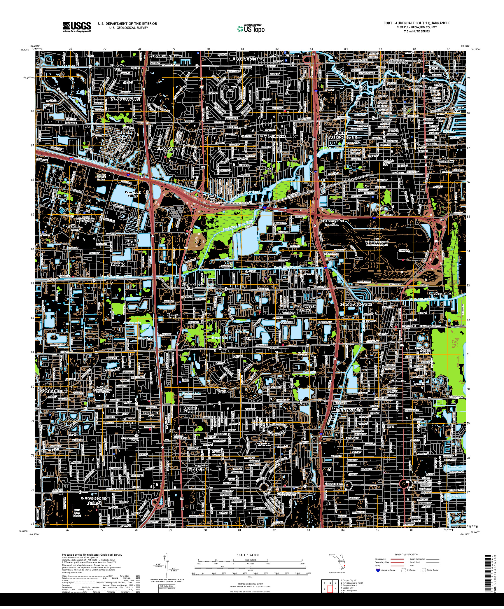 USGS US TOPO 7.5-MINUTE MAP FOR FORT LAUDERDALE SOUTH, FL 2021