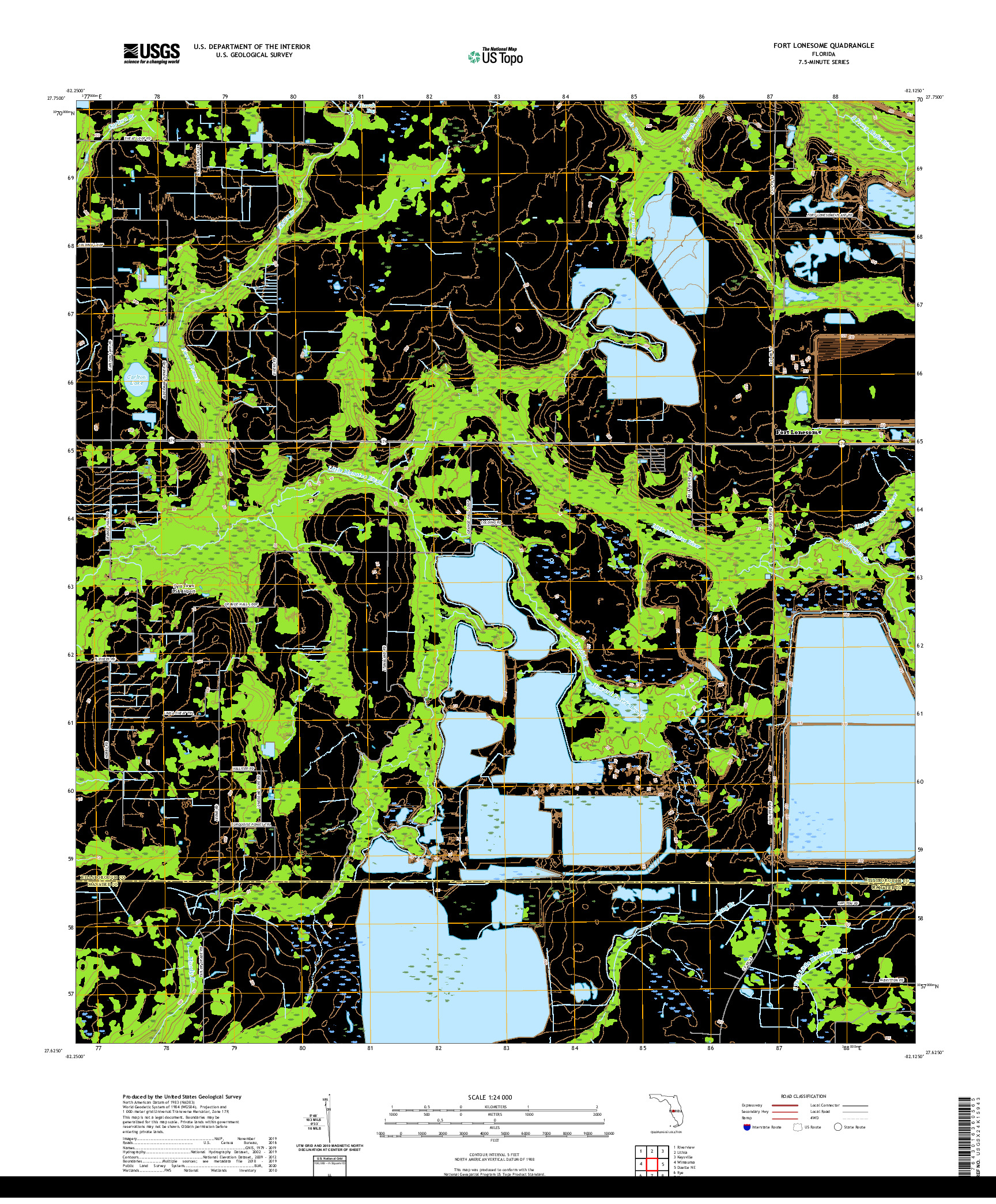 USGS US TOPO 7.5-MINUTE MAP FOR FORT LONESOME, FL 2021