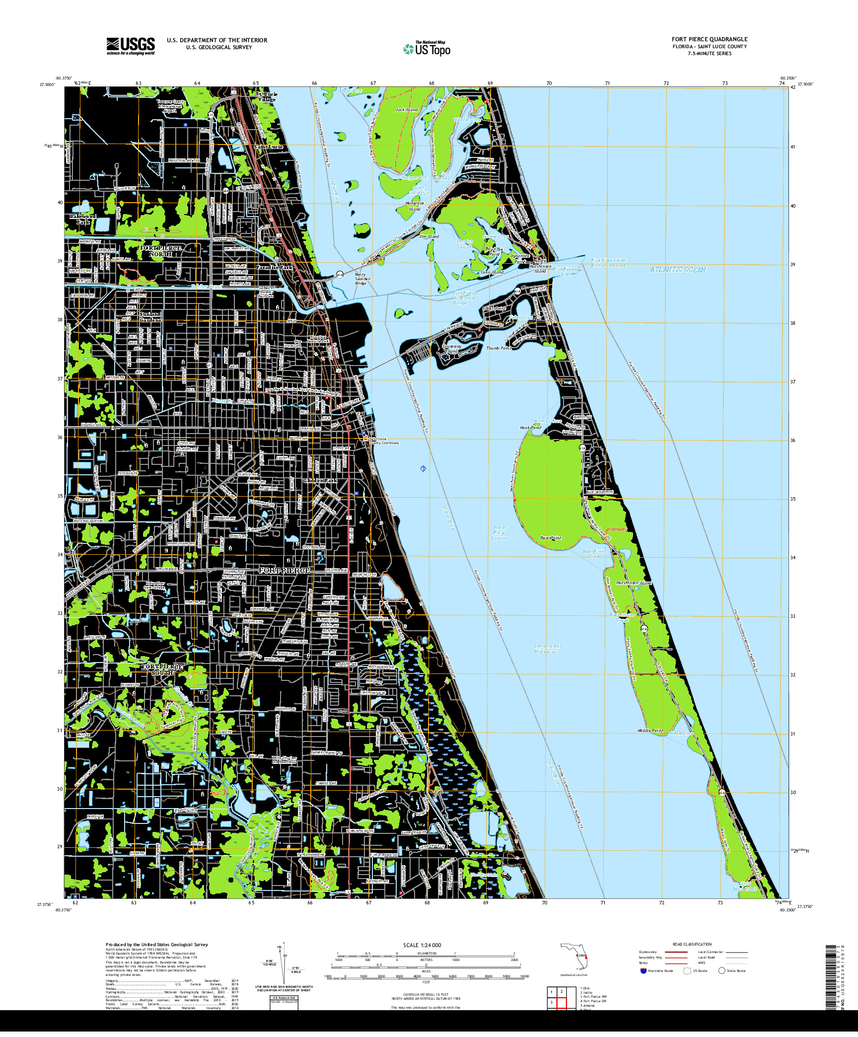 USGS US TOPO 7.5-MINUTE MAP FOR FORT PIERCE, FL 2021