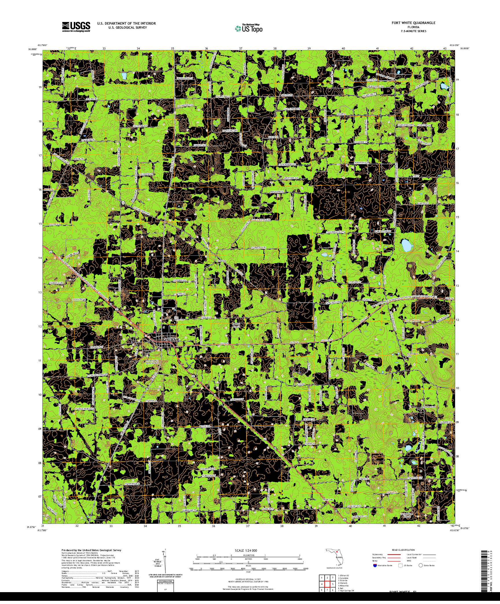 USGS US TOPO 7.5-MINUTE MAP FOR FORT WHITE, FL 2021