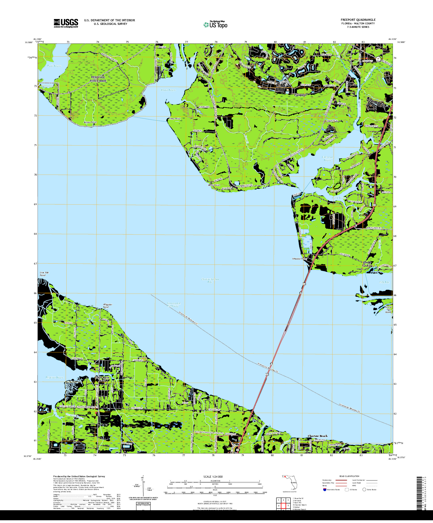 USGS US TOPO 7.5-MINUTE MAP FOR FREEPORT, FL 2021