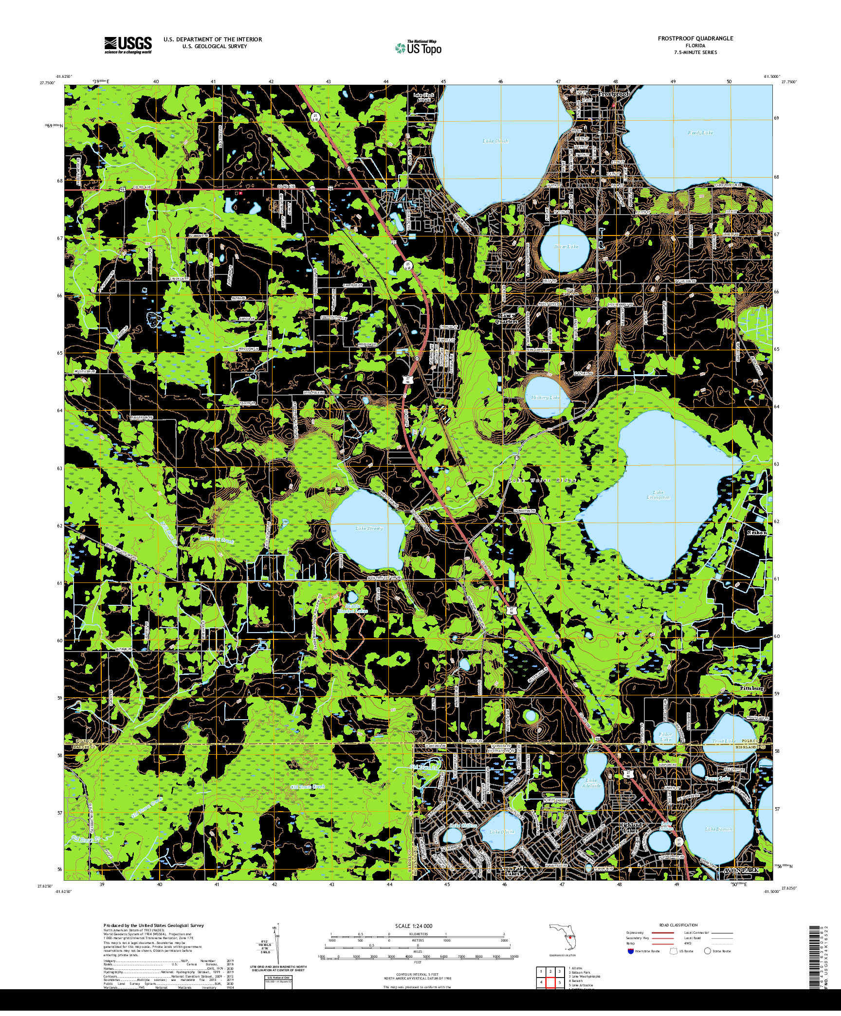 USGS US TOPO 7.5-MINUTE MAP FOR FROSTPROOF, FL 2021