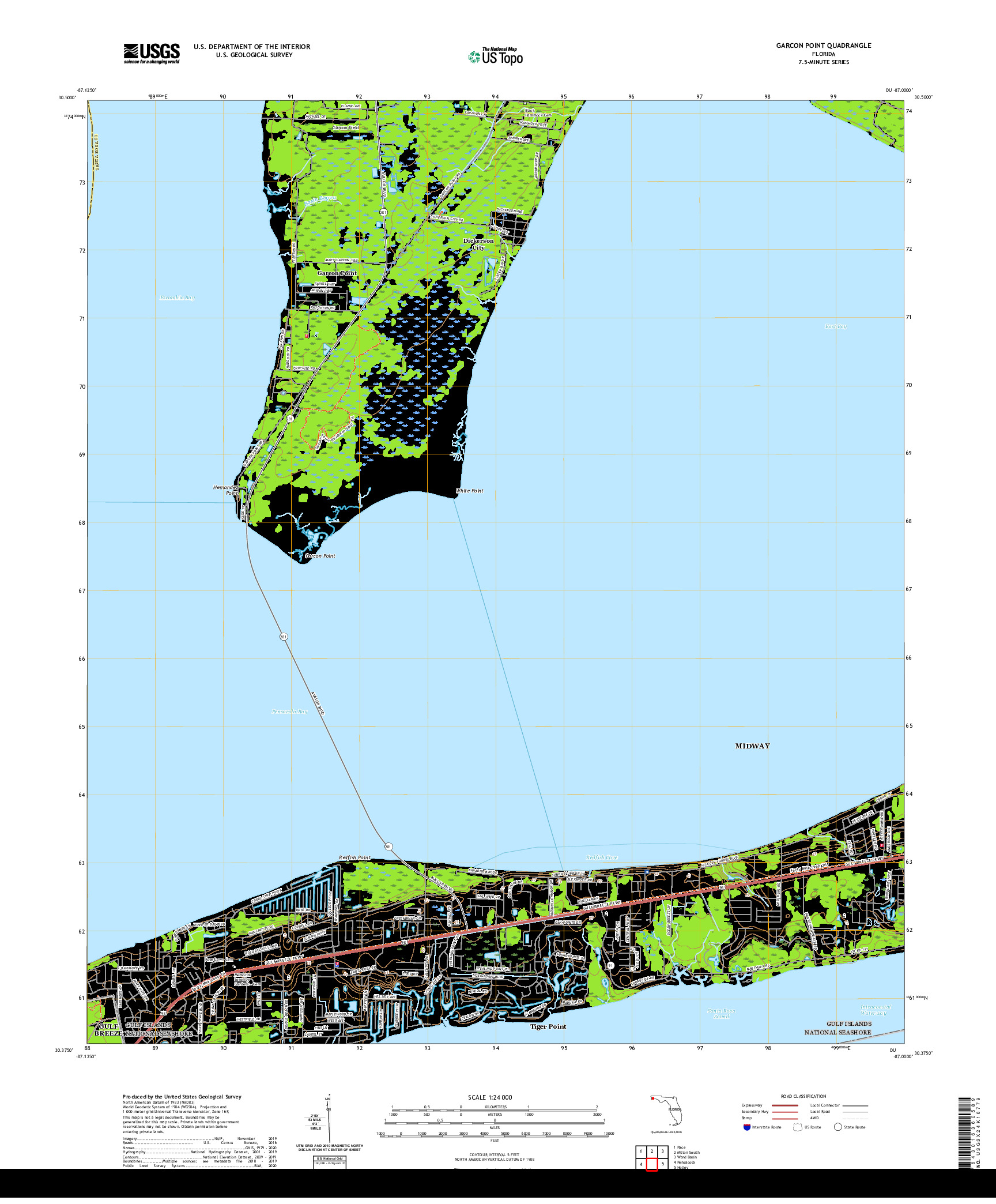 USGS US TOPO 7.5-MINUTE MAP FOR GARCON POINT, FL 2021