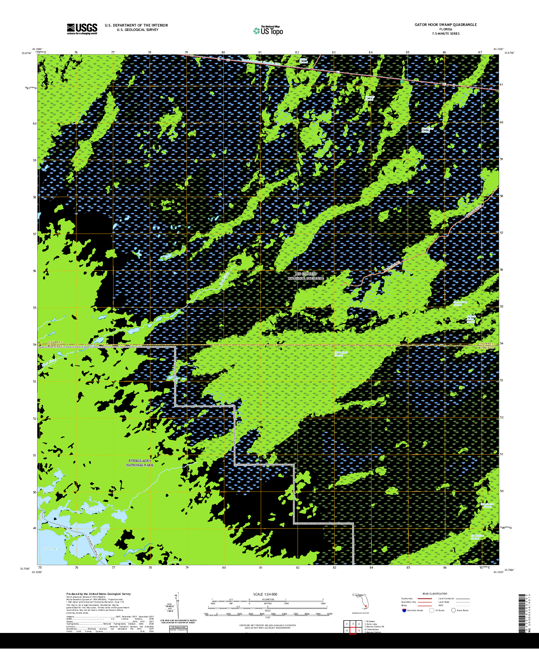 USGS US TOPO 7.5-MINUTE MAP FOR GATOR HOOK SWAMP, FL 2021