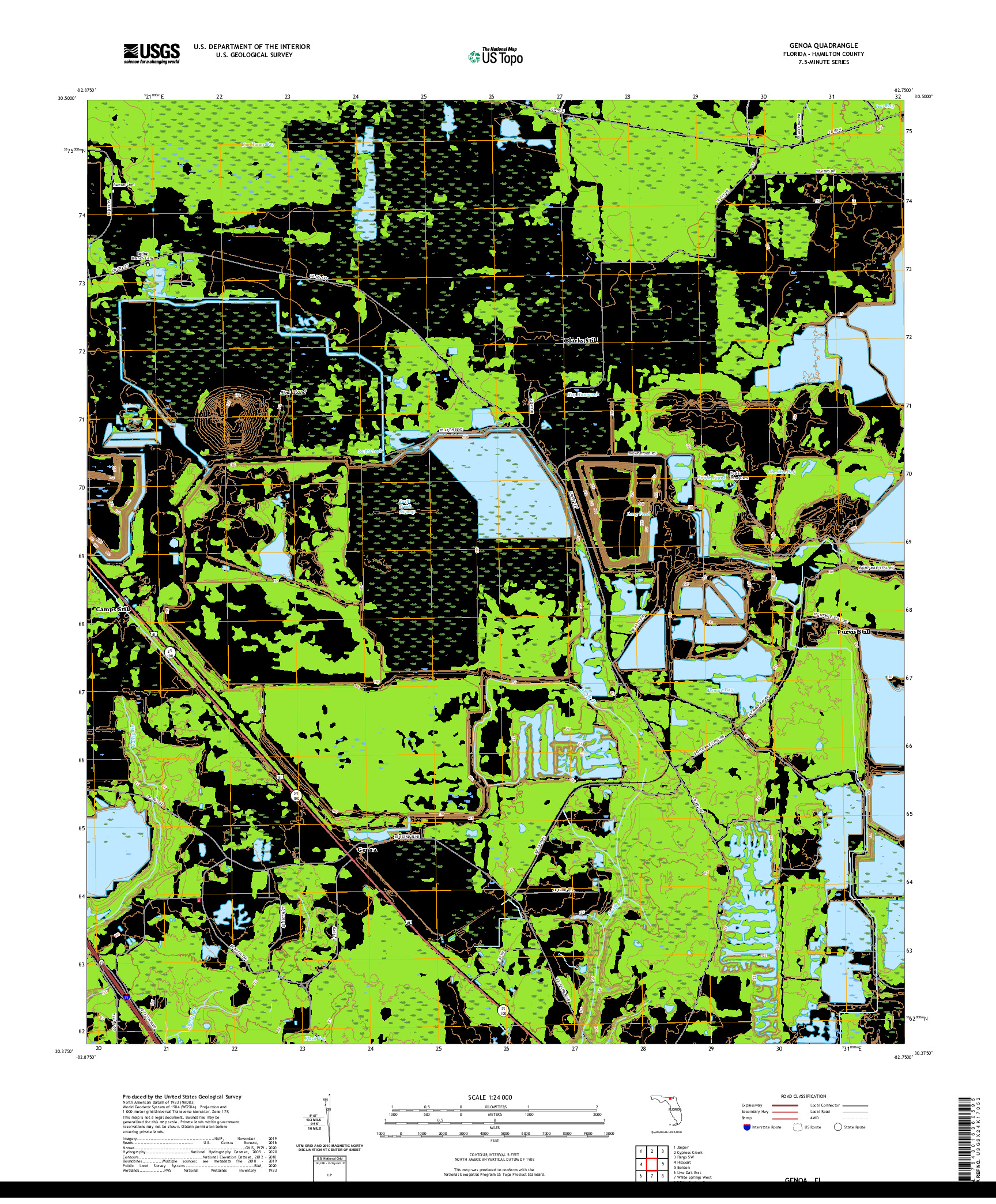USGS US TOPO 7.5-MINUTE MAP FOR GENOA, FL 2021