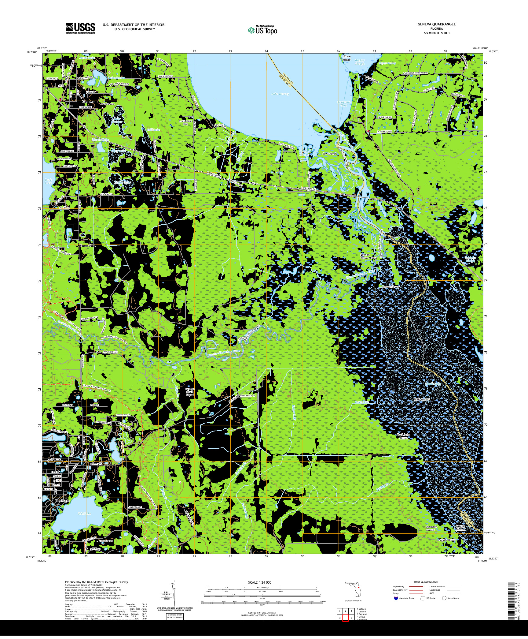 USGS US TOPO 7.5-MINUTE MAP FOR GENEVA, FL 2021