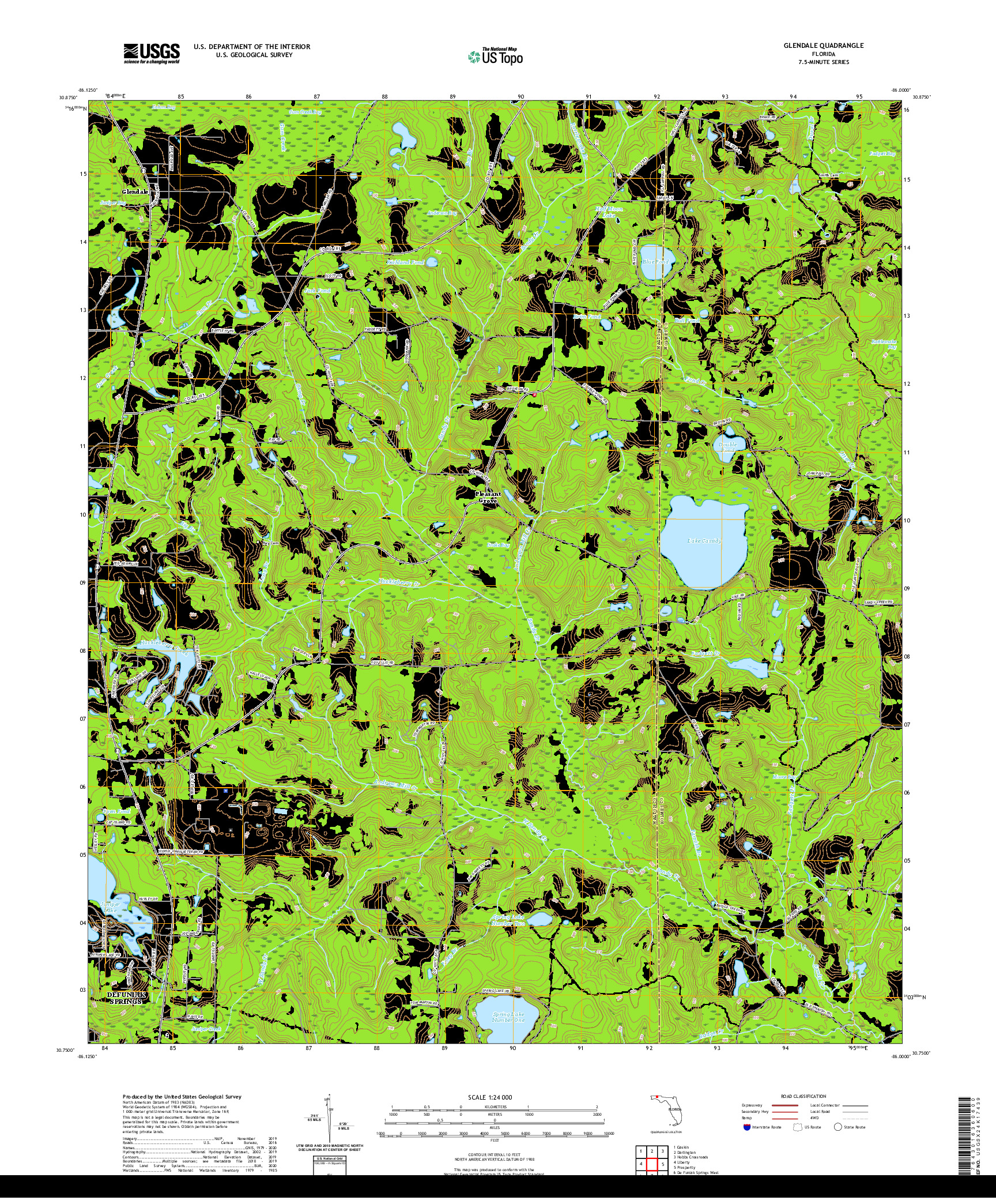 USGS US TOPO 7.5-MINUTE MAP FOR GLENDALE, FL 2021