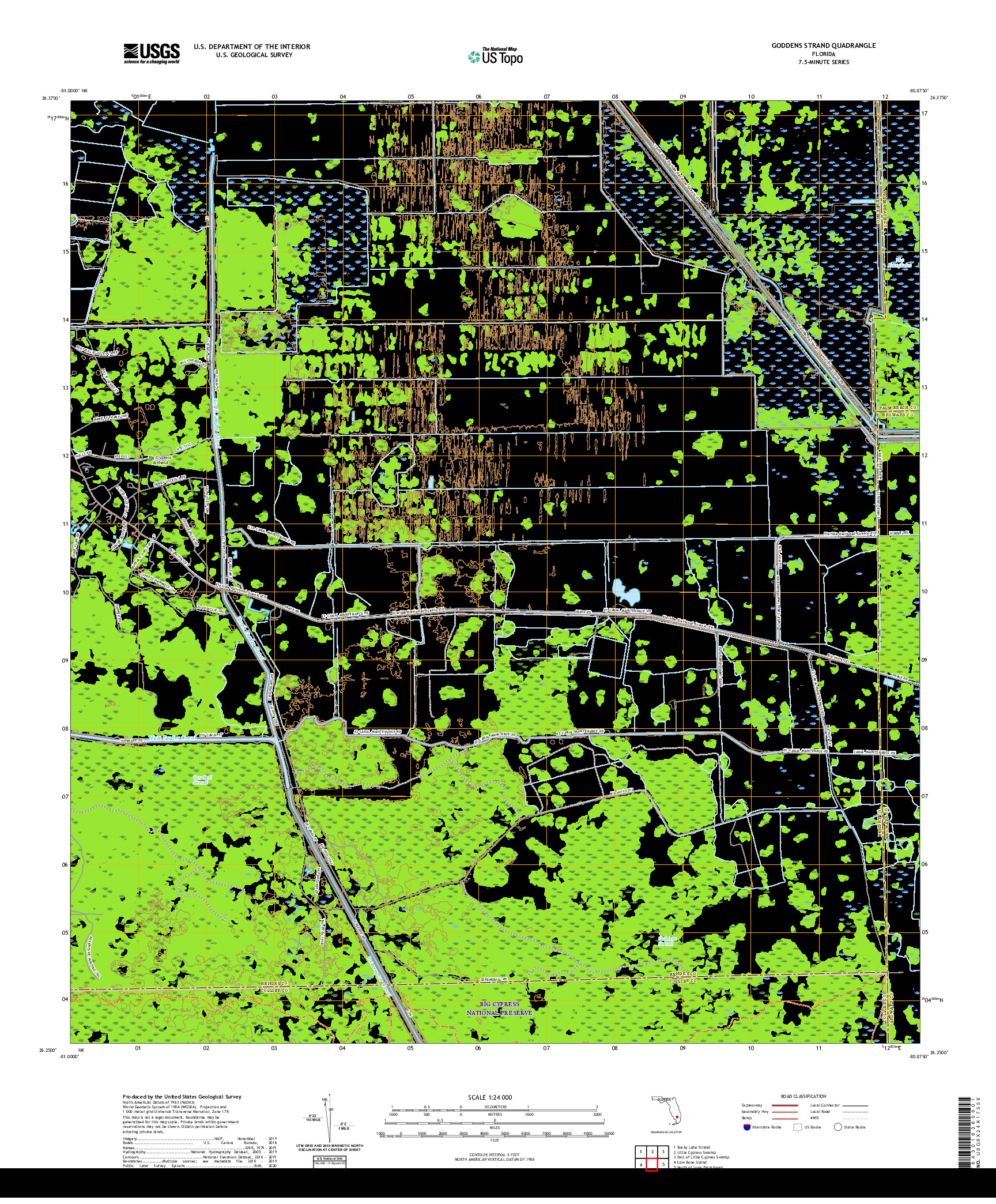 USGS US TOPO 7.5-MINUTE MAP FOR GODDENS STRAND, FL 2021