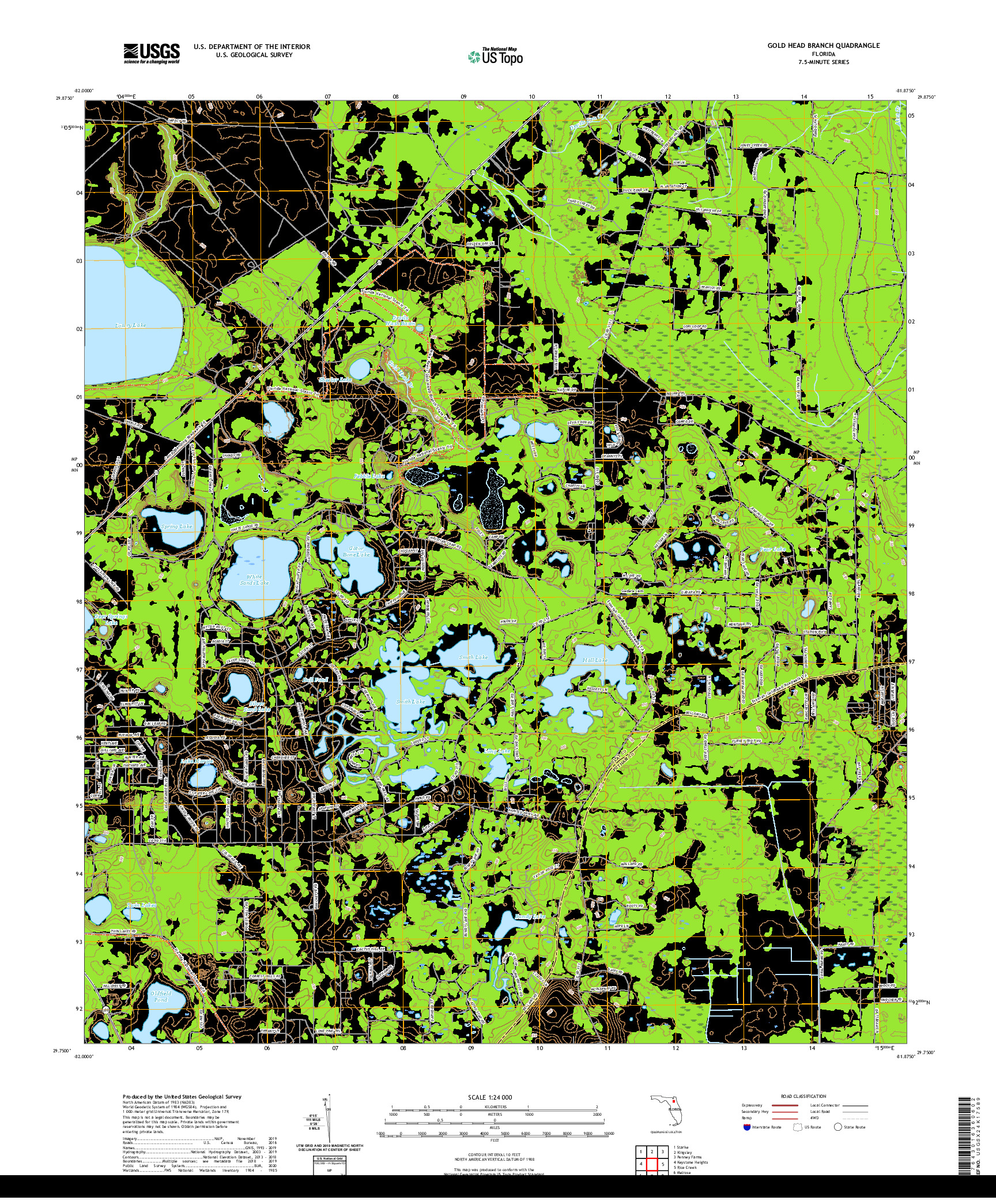 USGS US TOPO 7.5-MINUTE MAP FOR GOLD HEAD BRANCH, FL 2021